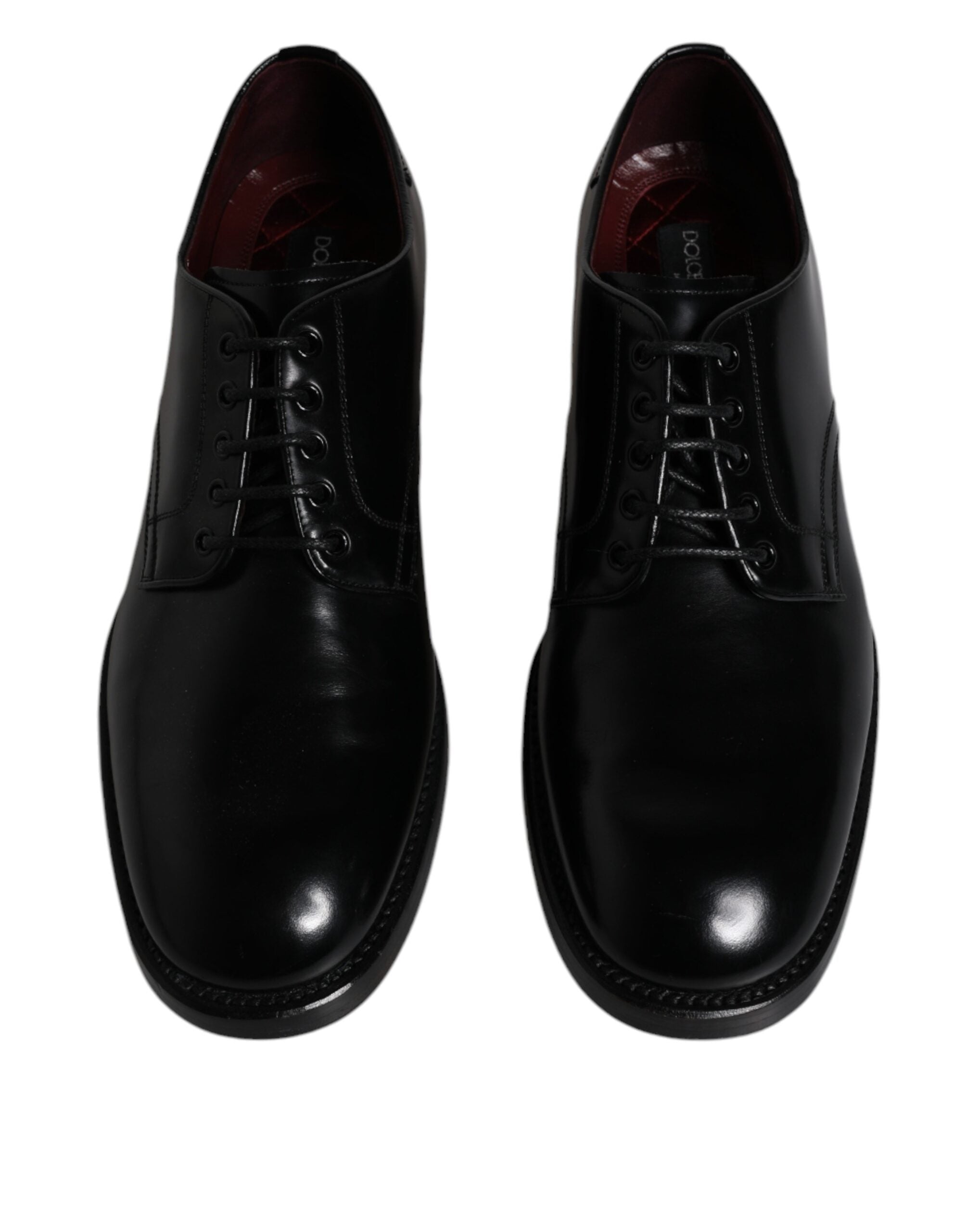 Dolce & Gabbana Black Leather Lace Up Men Derby Formal Shoes LUNESCAPE