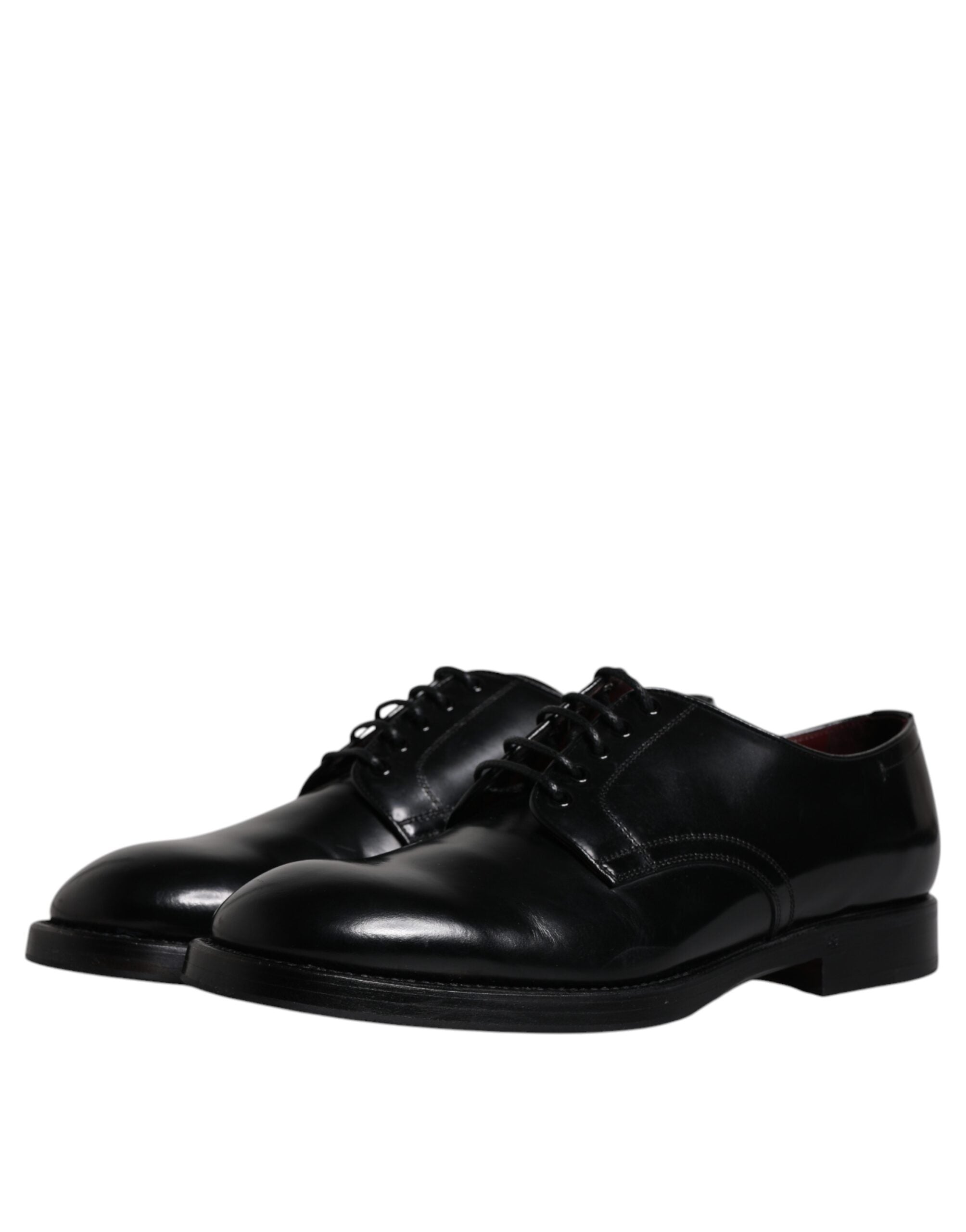 Dolce & Gabbana Black Leather Lace Up Men Derby Formal Shoes LUNESCAPE