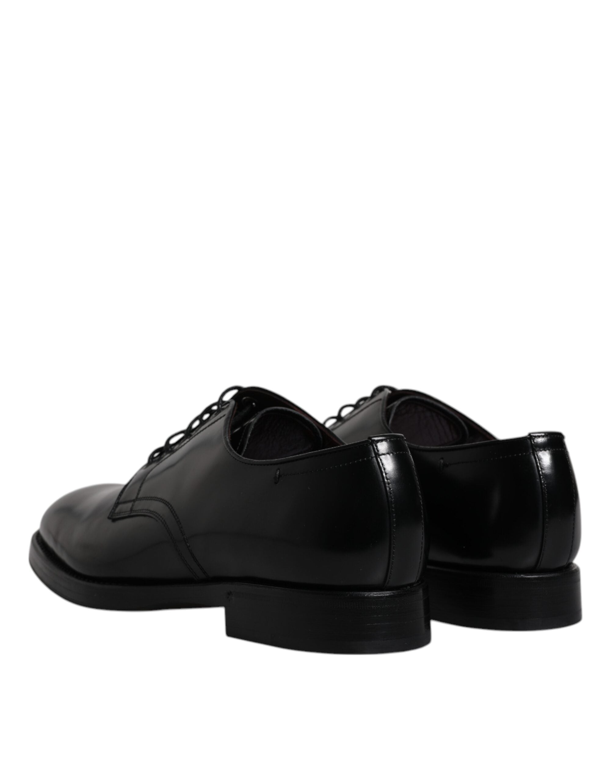 Dolce & Gabbana Black Leather Lace Up Men Derby Formal Shoes LUNESCAPE