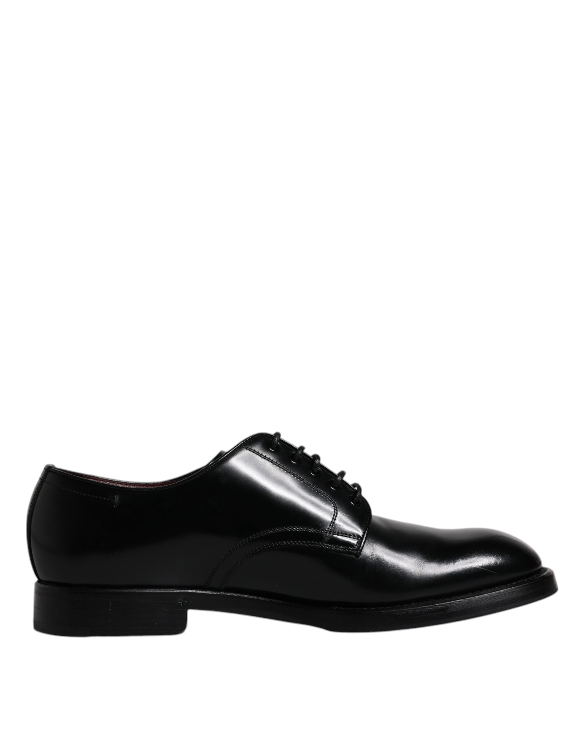 Dolce & Gabbana Black Leather Lace Up Men Derby Formal Shoes LUNESCAPE