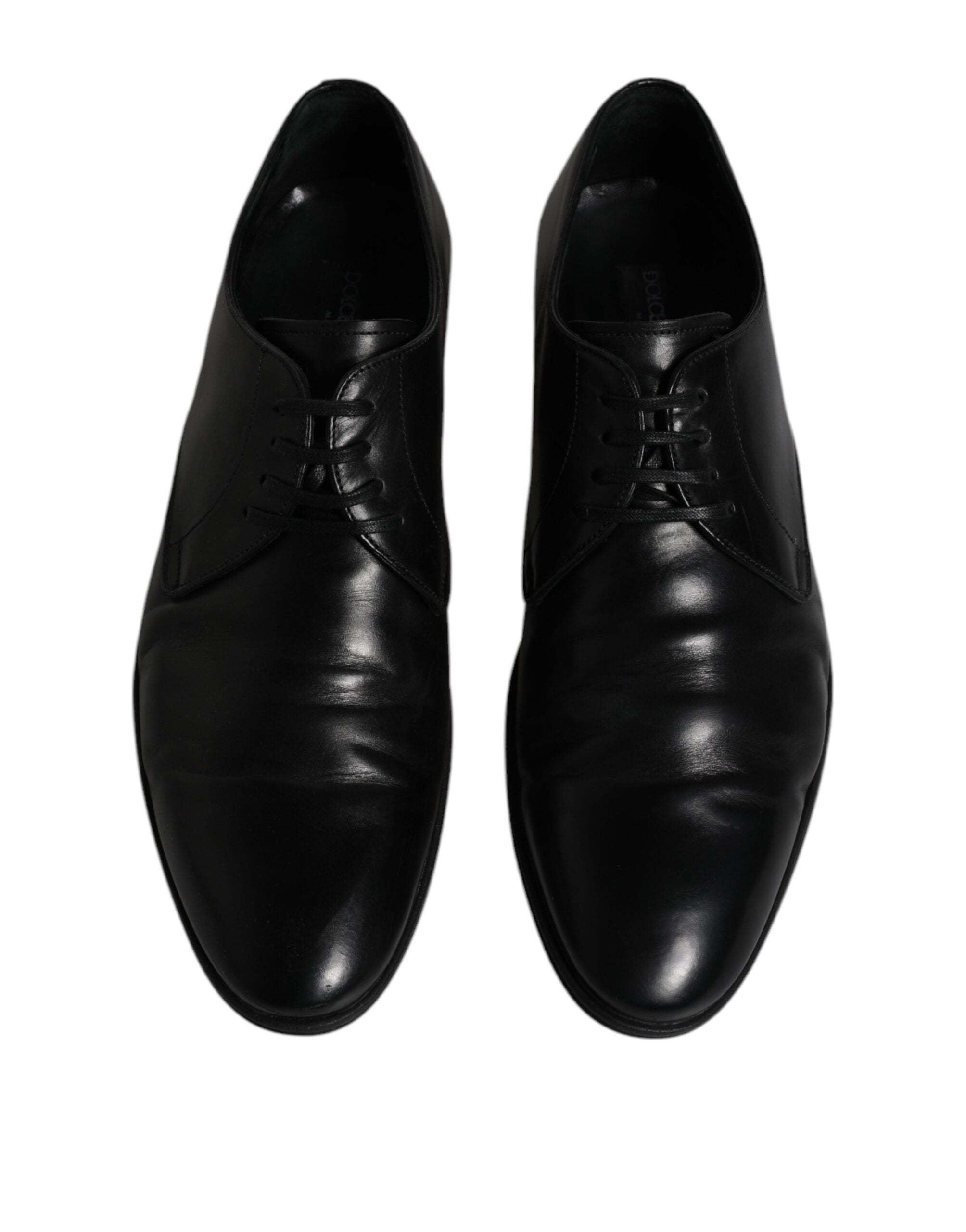 Dolce & Gabbana Black Leather Lace Up Men Derby Formal Shoes LUNESCAPE