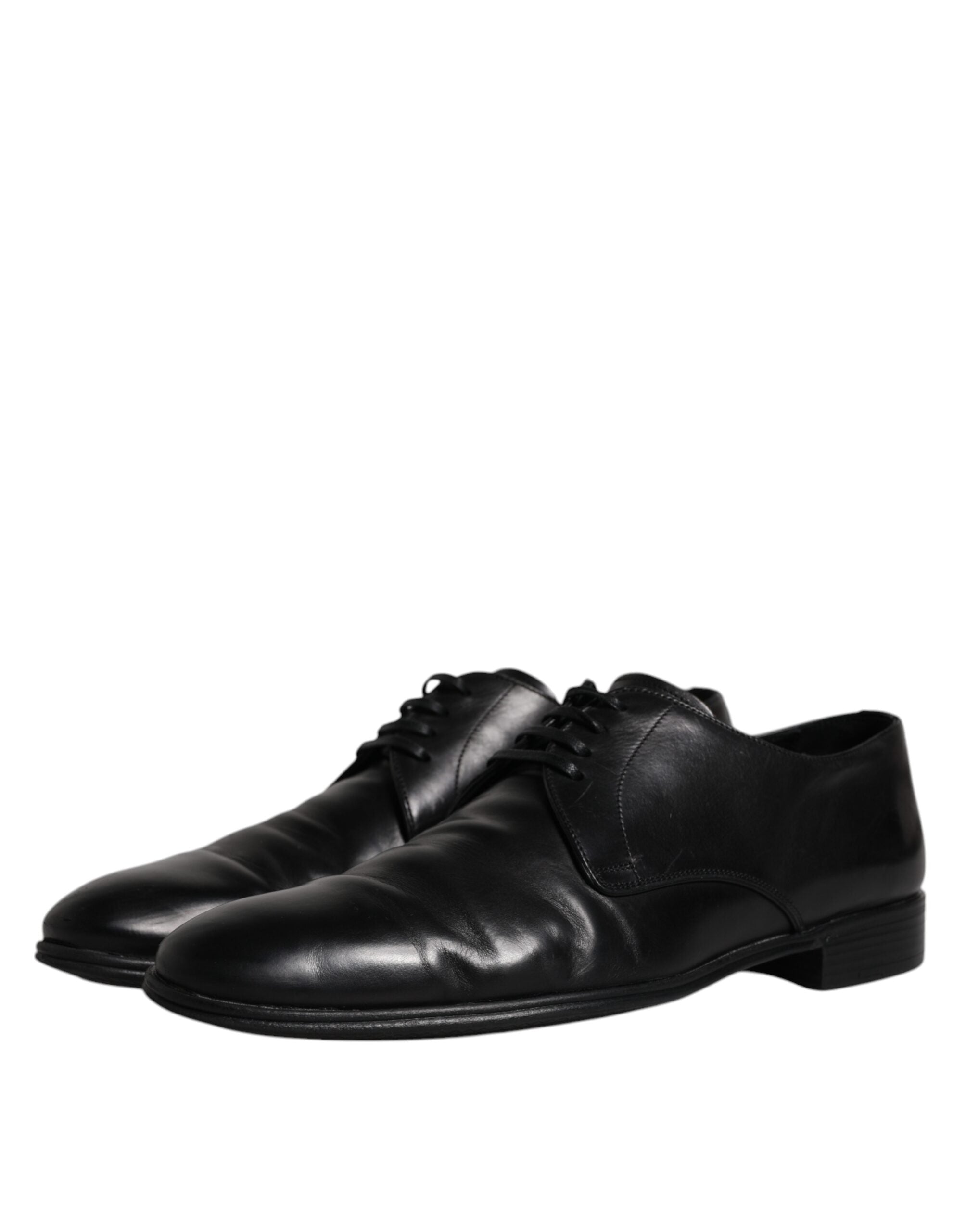 Dolce & Gabbana Black Leather Lace Up Men Derby Formal Shoes LUNESCAPE