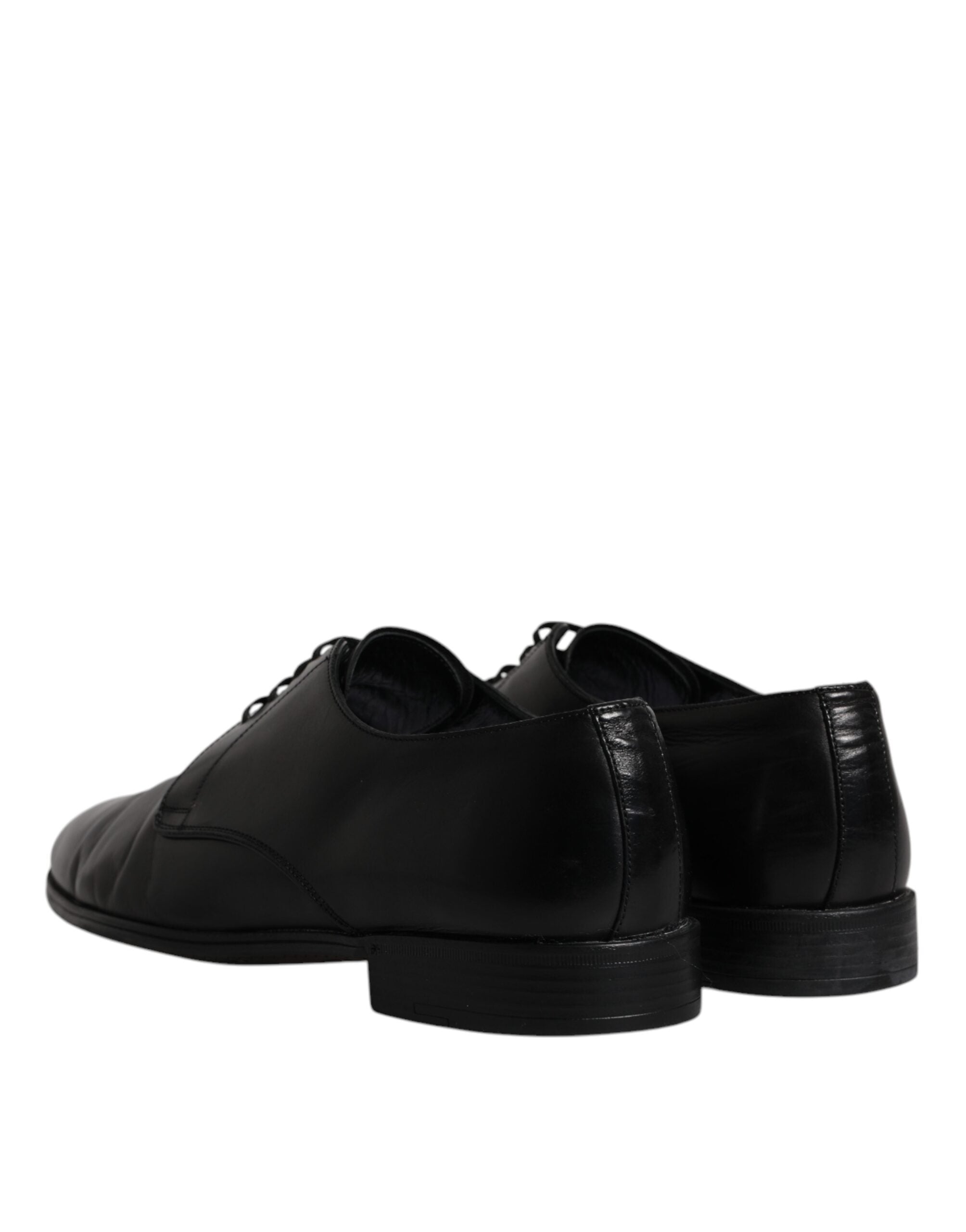 Dolce & Gabbana Black Leather Lace Up Men Derby Formal Shoes LUNESCAPE