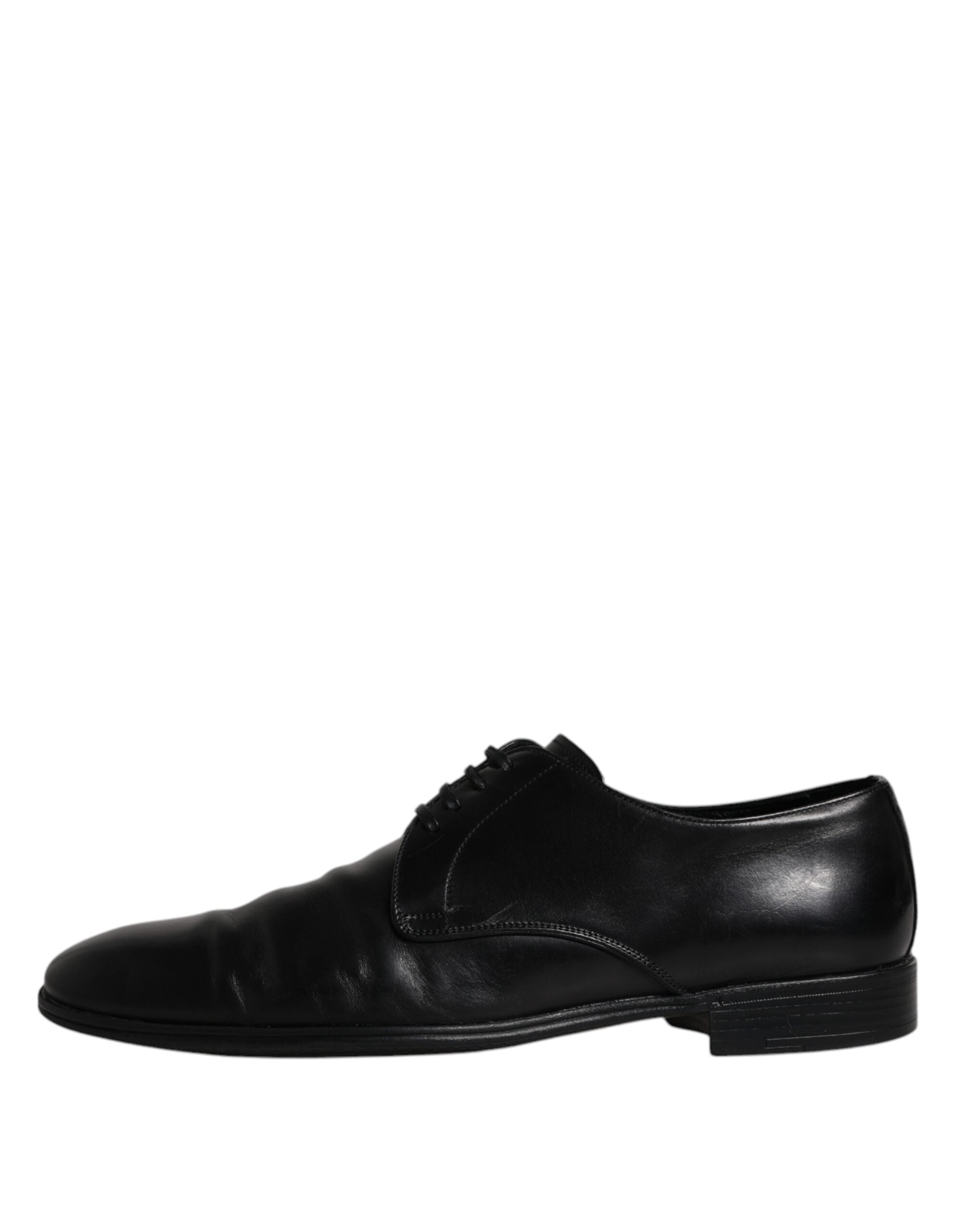 Dolce & Gabbana Black Leather Lace Up Men Derby Formal Shoes LUNESCAPE