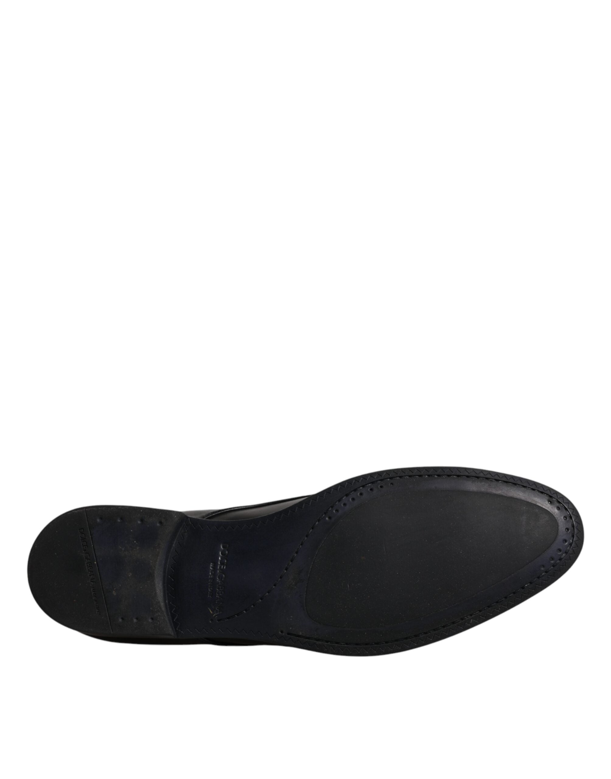 Dolce & Gabbana Black Leather Lace Up Men Derby Formal Shoes LUNESCAPE