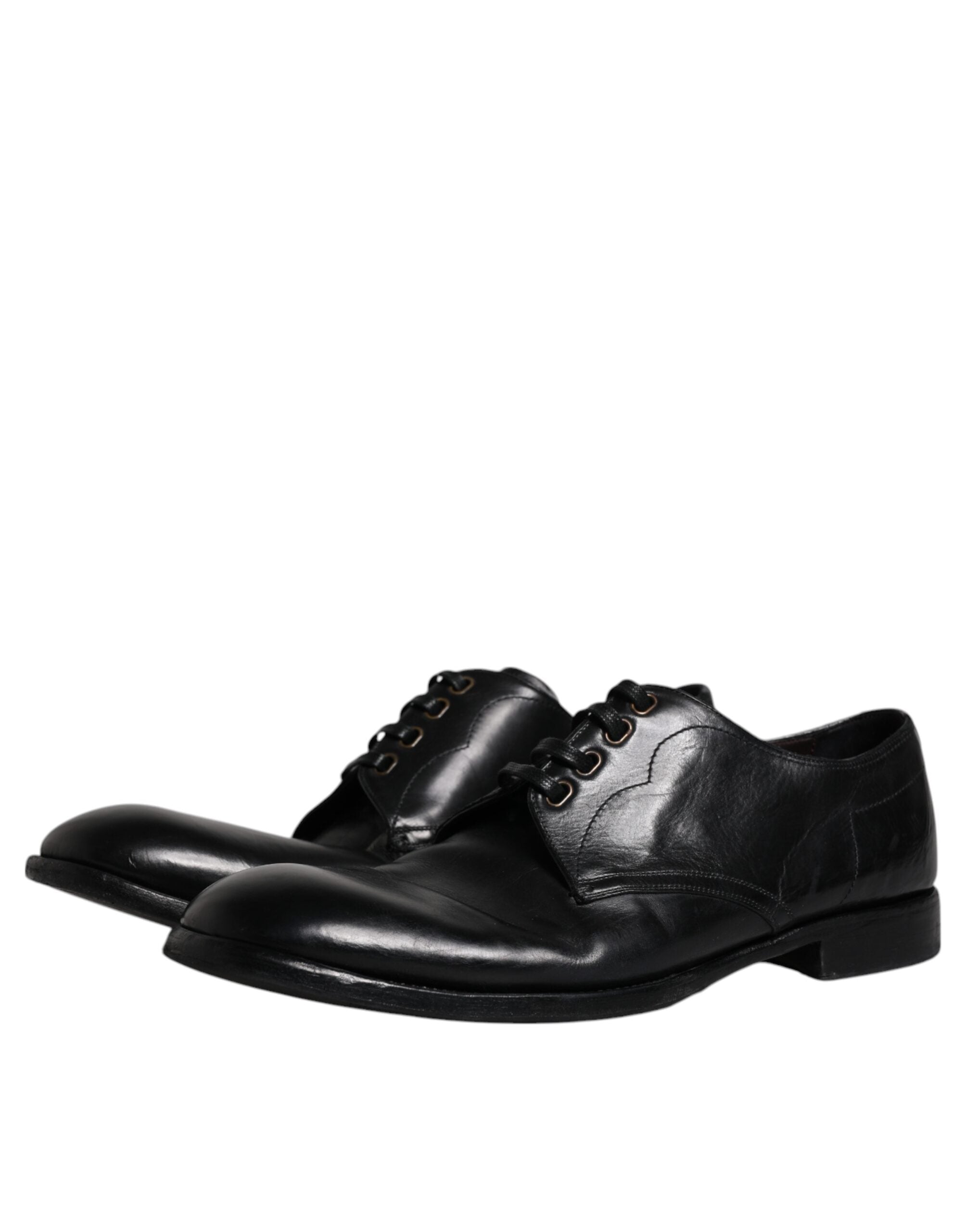 Dolce & Gabbana Black Leather Derby Formal Men Dress Shoes LUNESCAPE