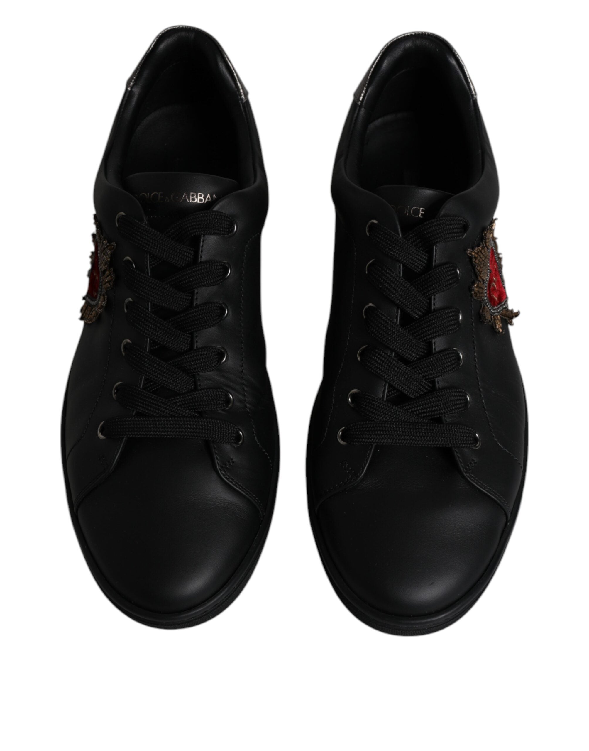 Dolce & Gabbana Black Leather London Heart Men Sneakers Shoes LUNESCAPE