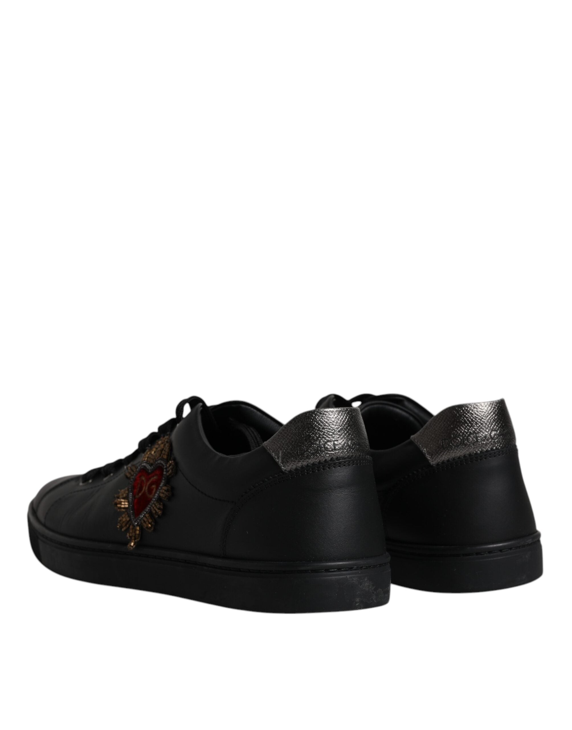 Dolce & Gabbana Black Leather London Heart Men Sneakers Shoes LUNESCAPE
