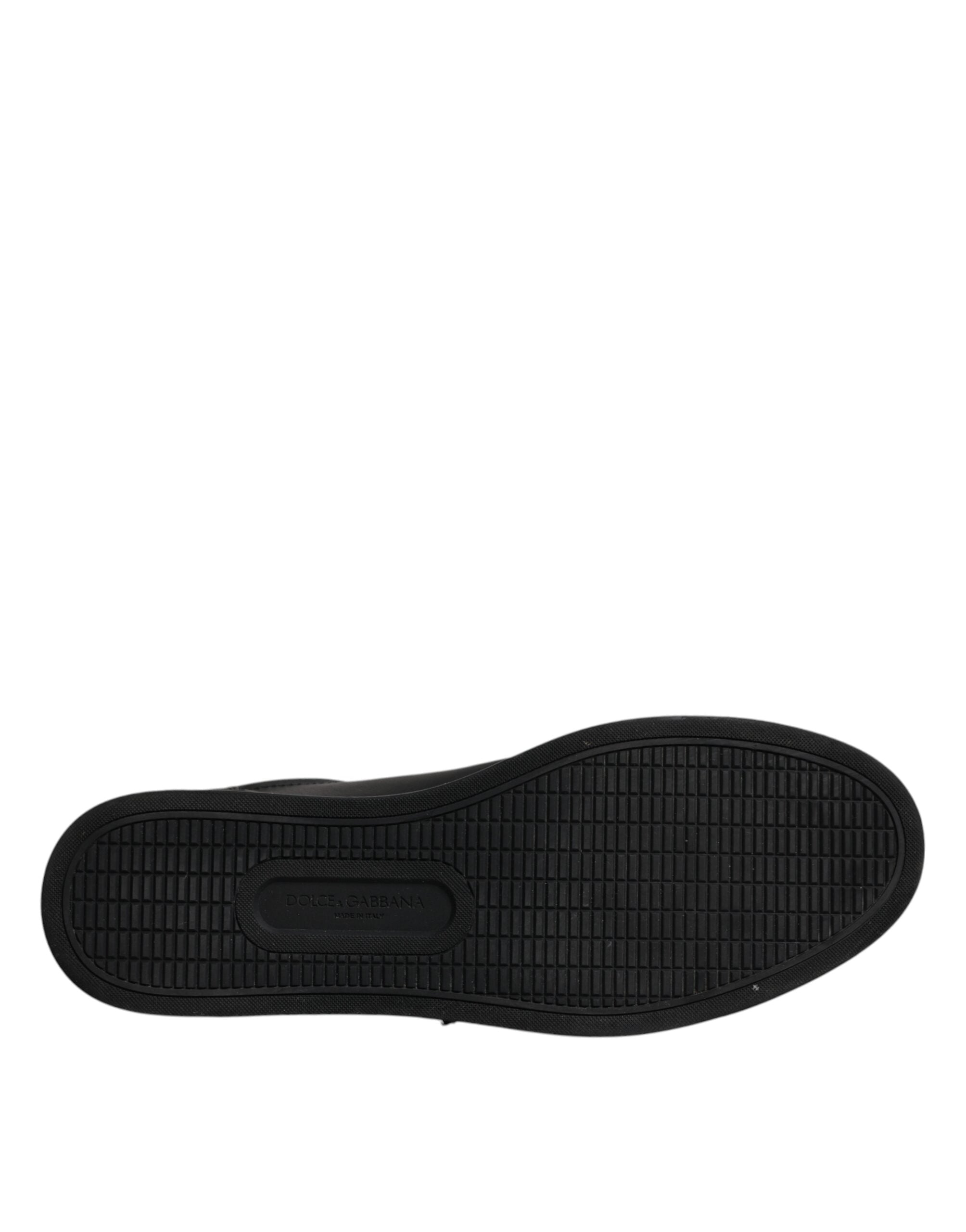 Dolce & Gabbana Black Leather London Heart Men Sneakers Shoes LUNESCAPE