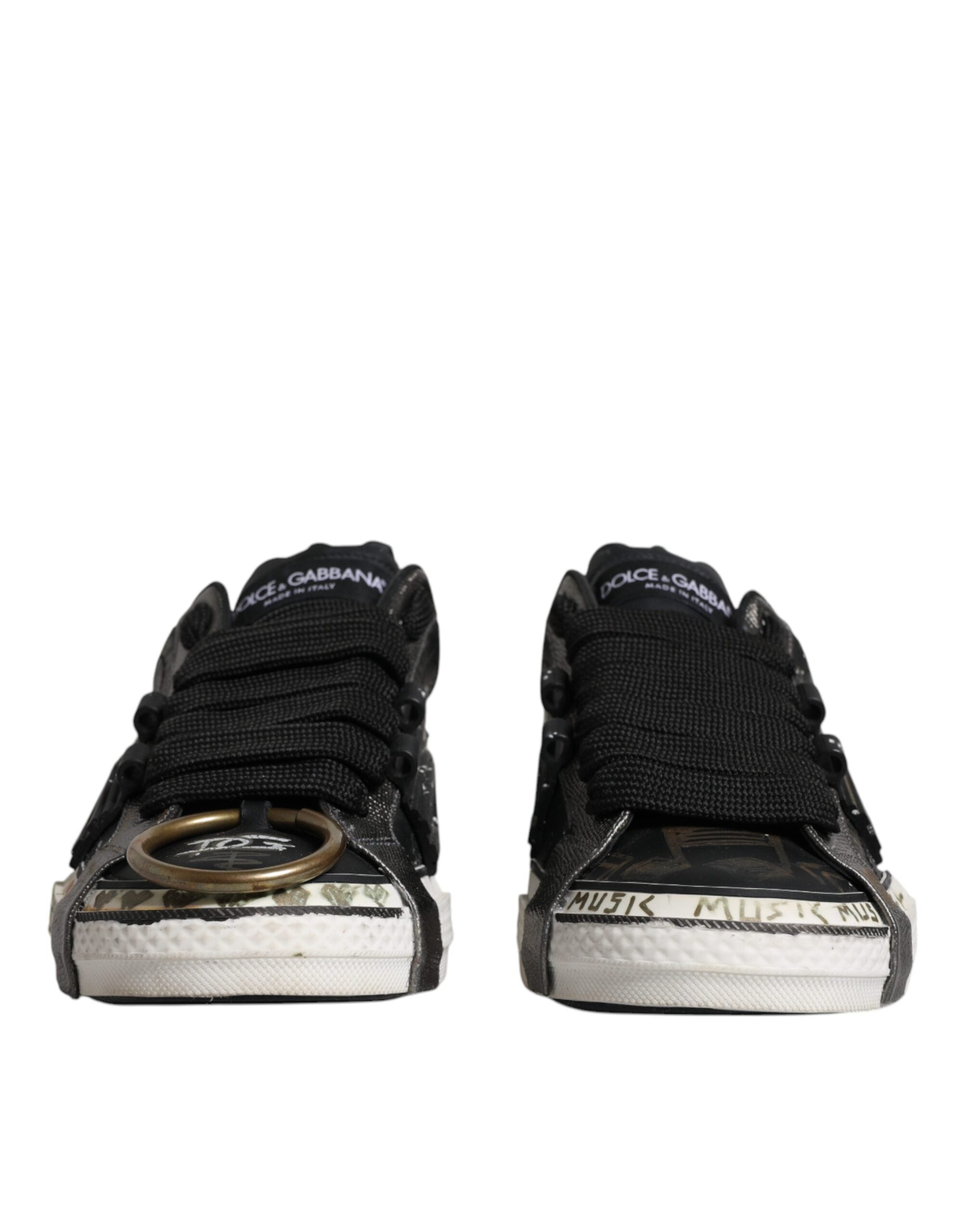 Dolce & Gabbana Black White Portofino Low Top Sneakers Shoes LUNESCAPE