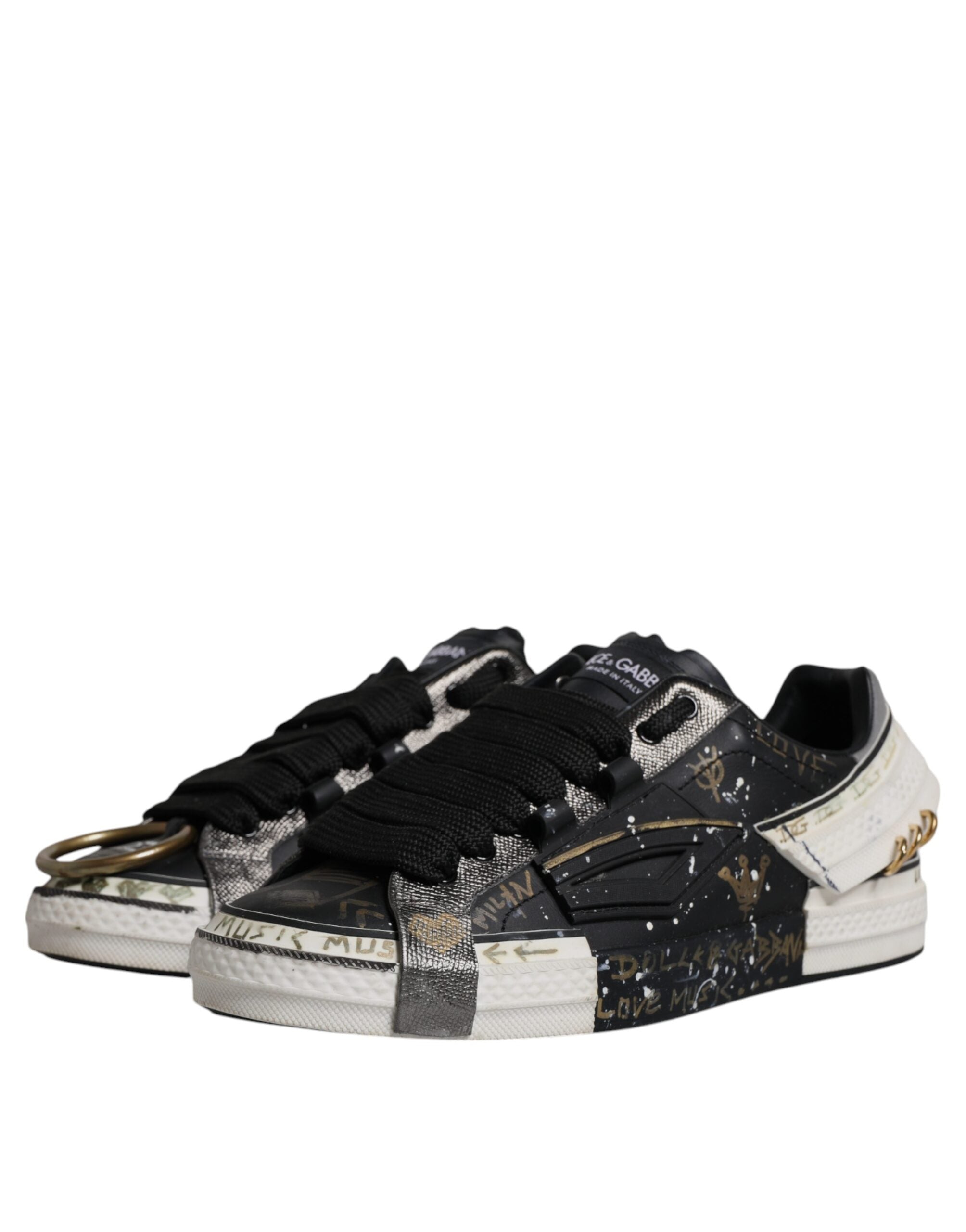 Dolce & Gabbana Black White Portofino Low Top Sneakers Shoes LUNESCAPE