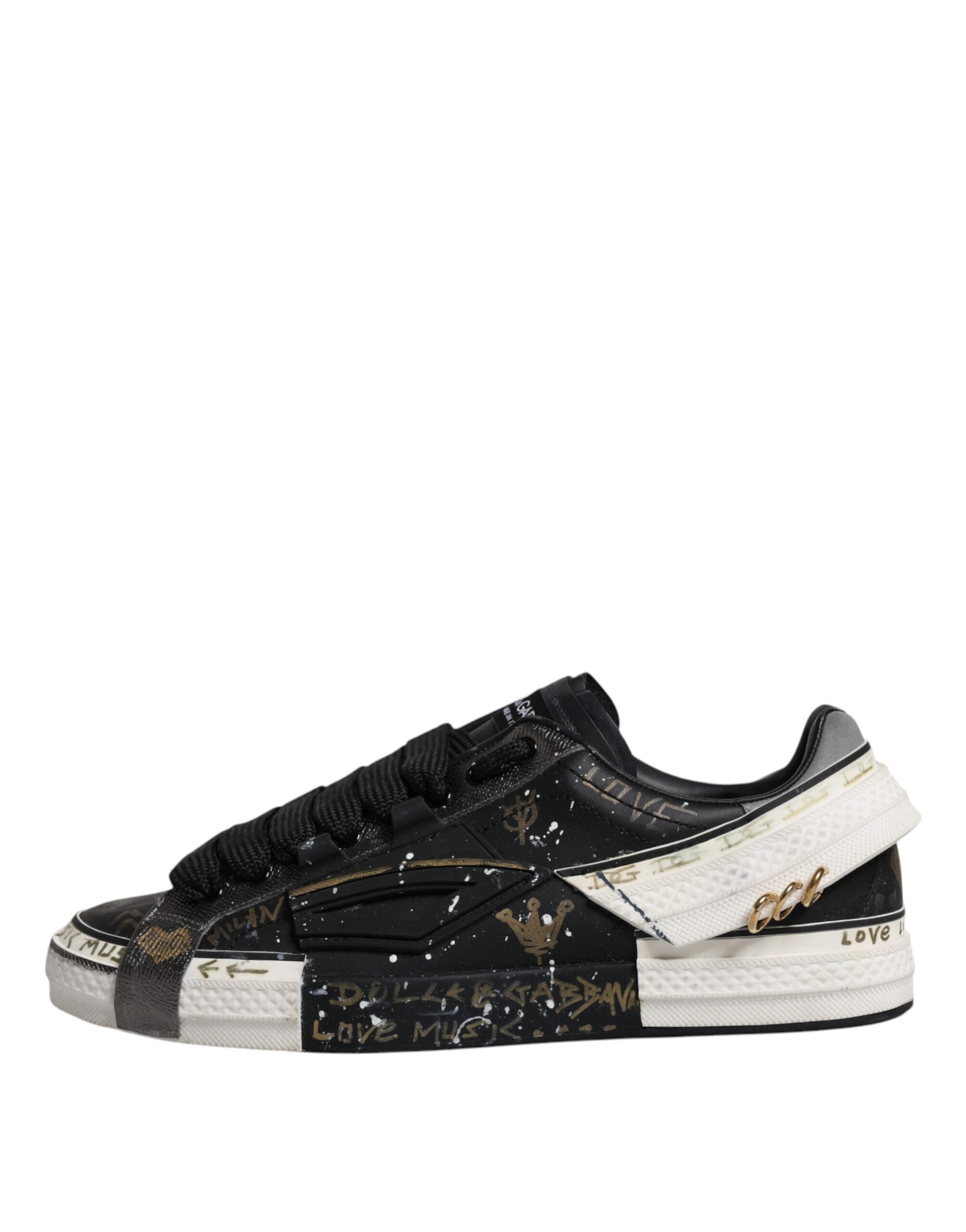 Dolce & Gabbana Black White Portofino Low Top Sneakers Shoes LUNESCAPE