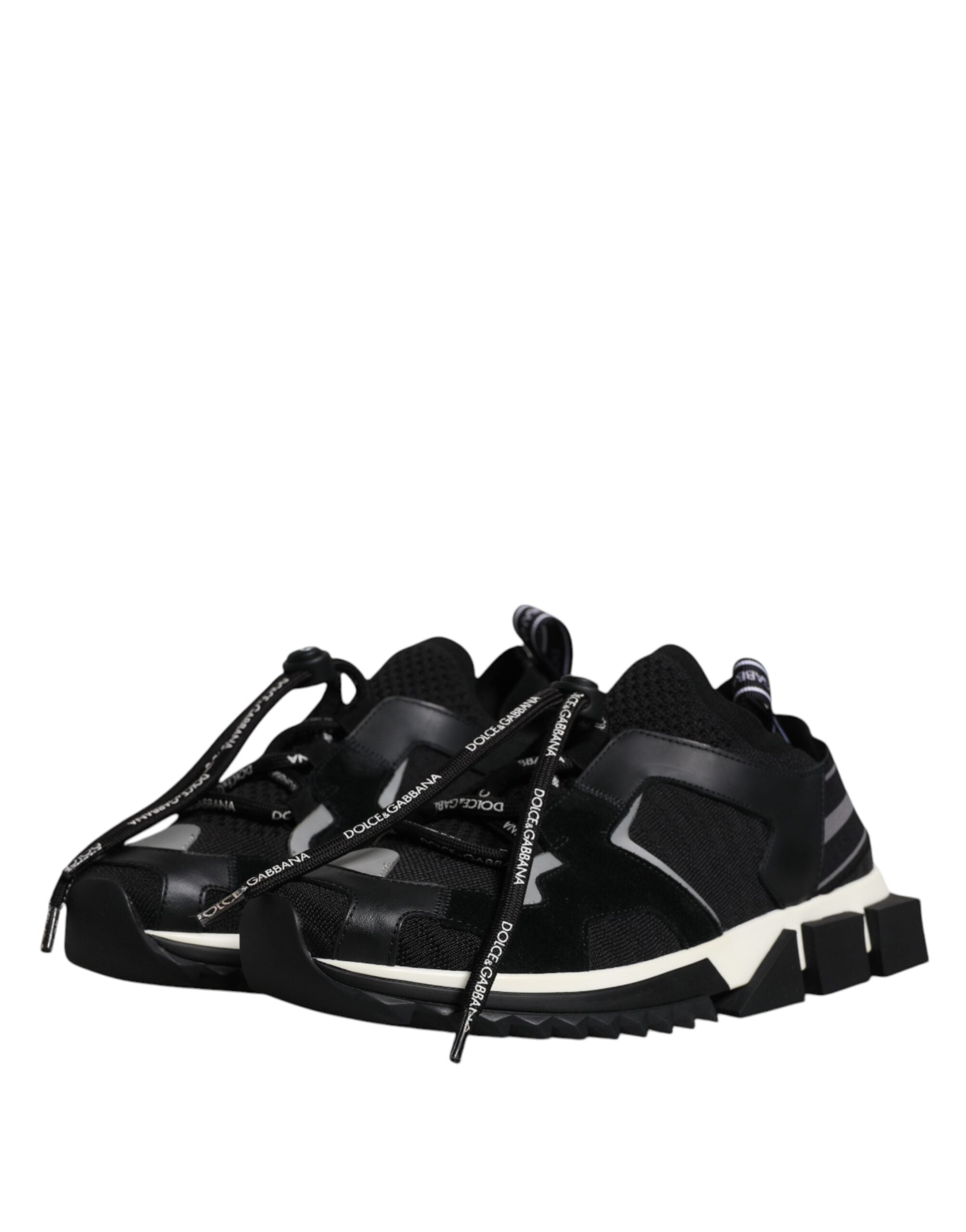 Dolce & Gabbana Black White Logo Sorrento Mens Sneakers Shoes LUNESCAPE