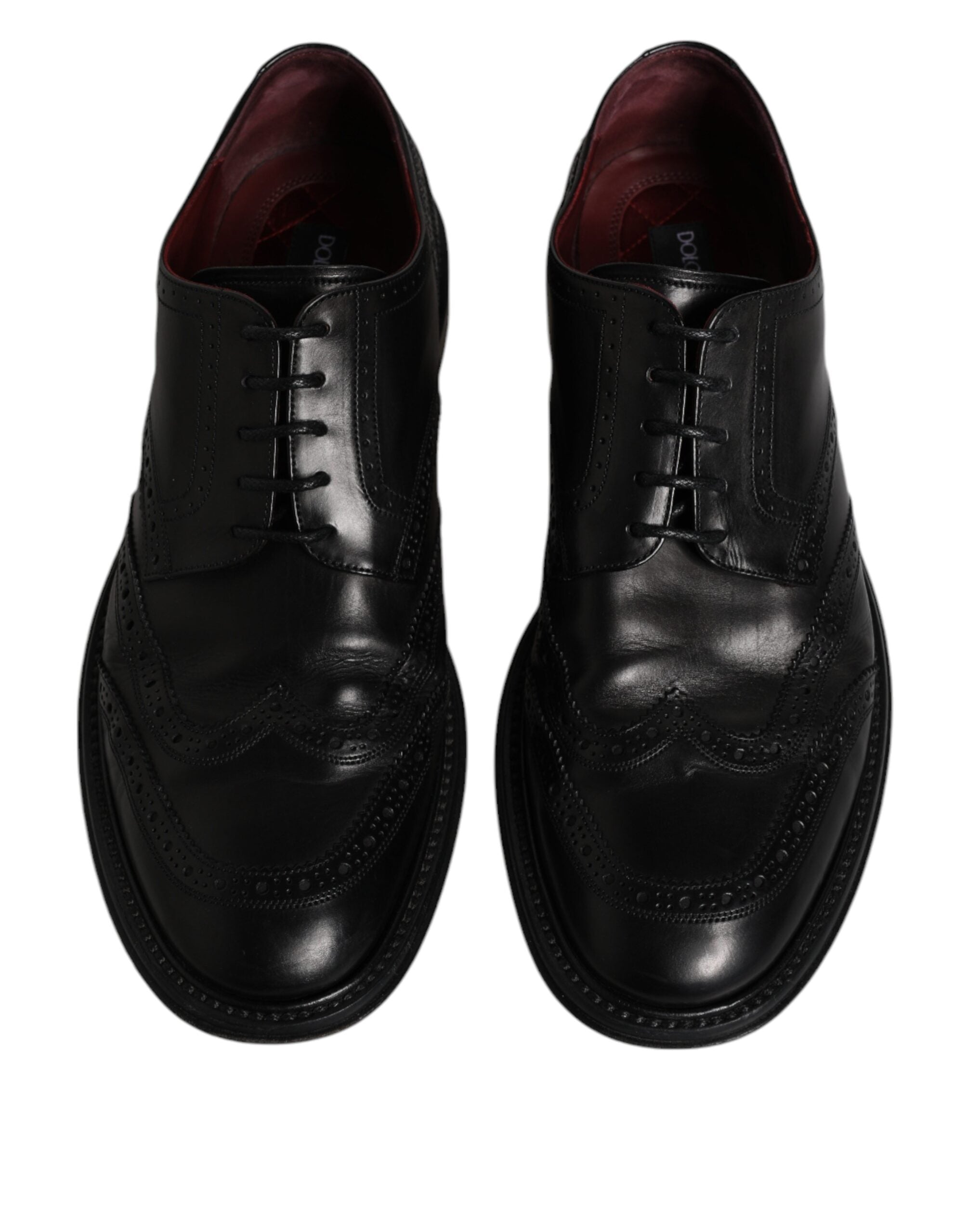 Dolce & Gabbana Black Leather Derby Wingtip Formal Shoes LUNESCAPE