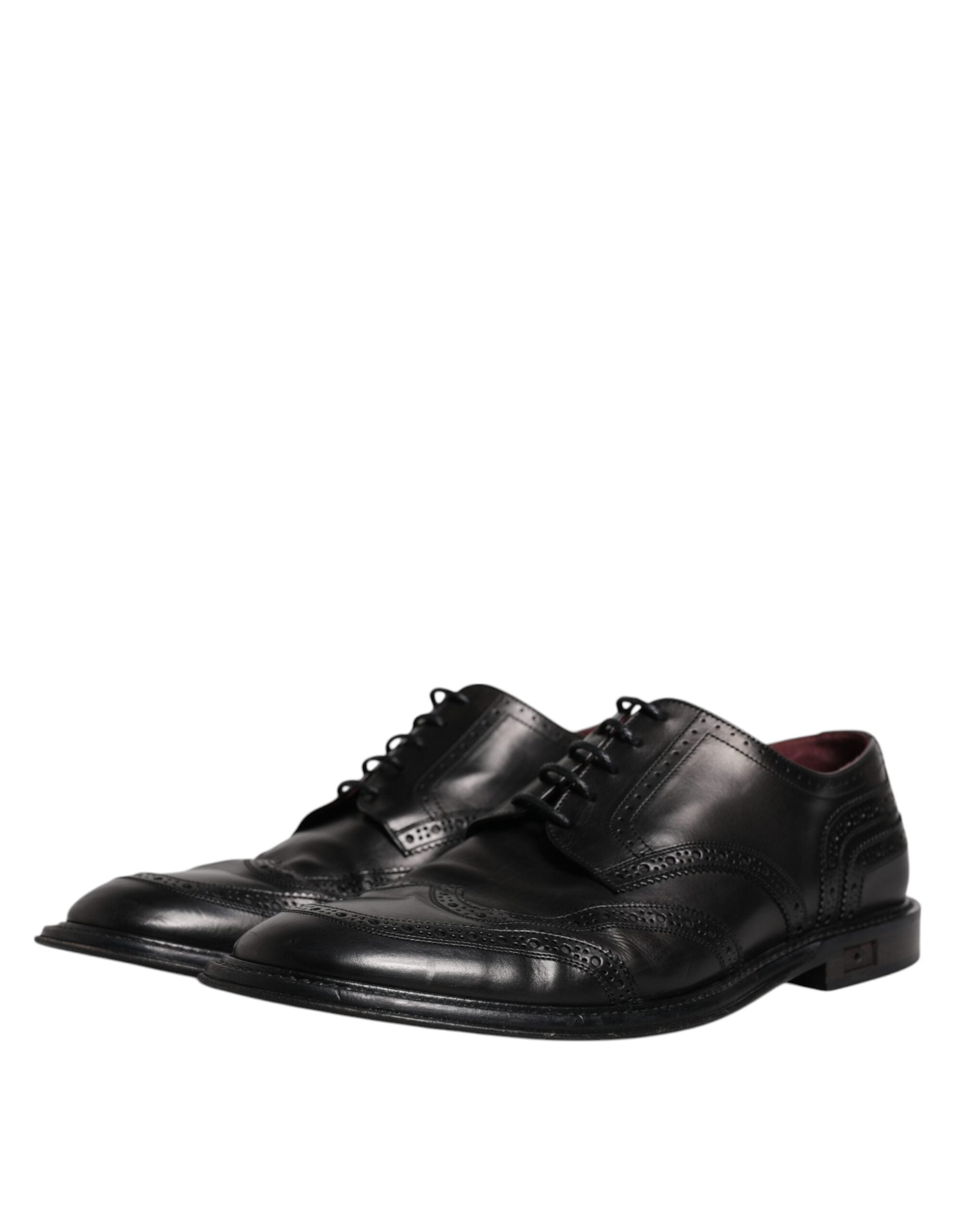 Dolce & Gabbana Black Leather Derby Wingtip Formal Shoes LUNESCAPE