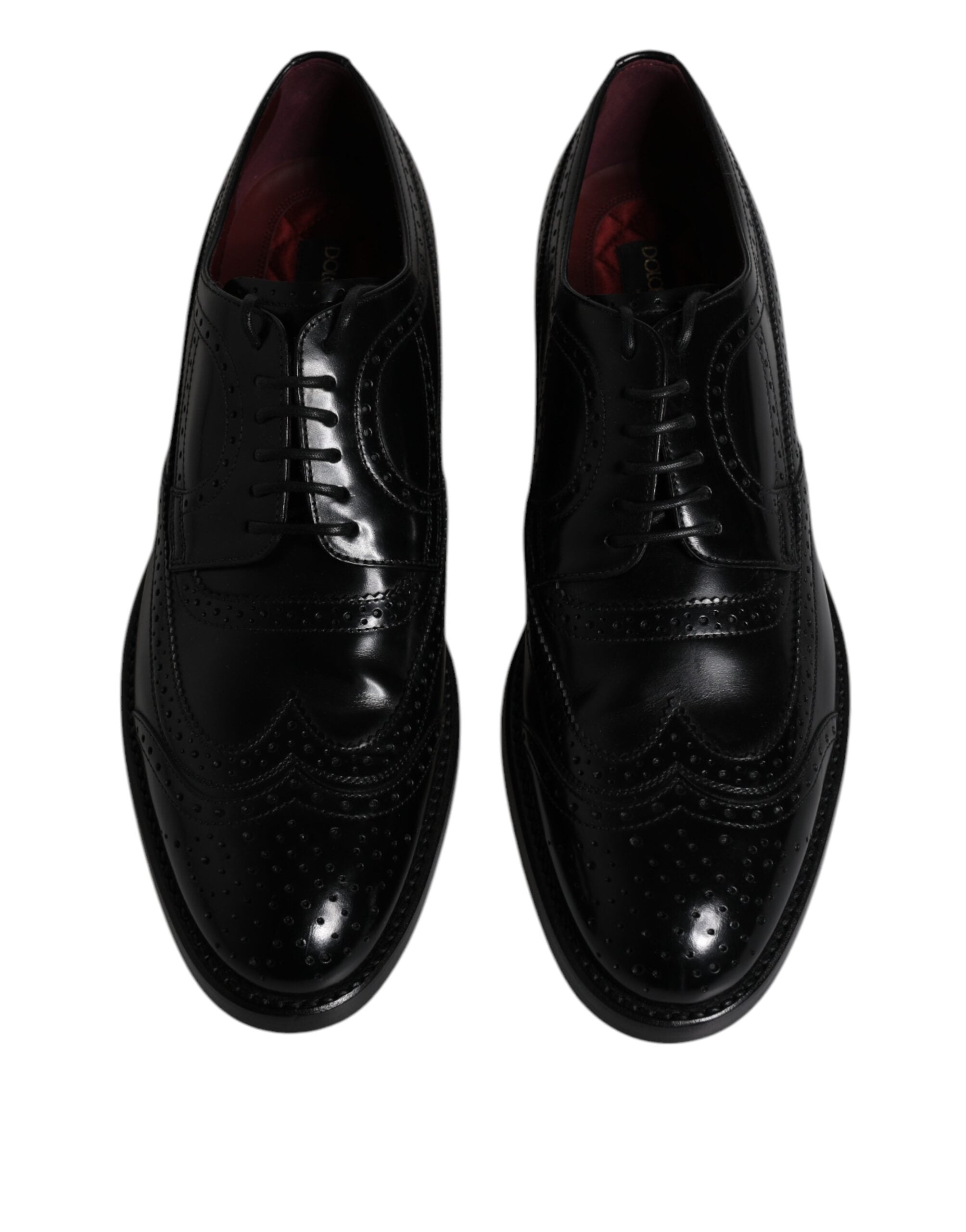 Dolce & Gabbana Black Leather Derby Wingtip Formal Shoes LUNESCAPE