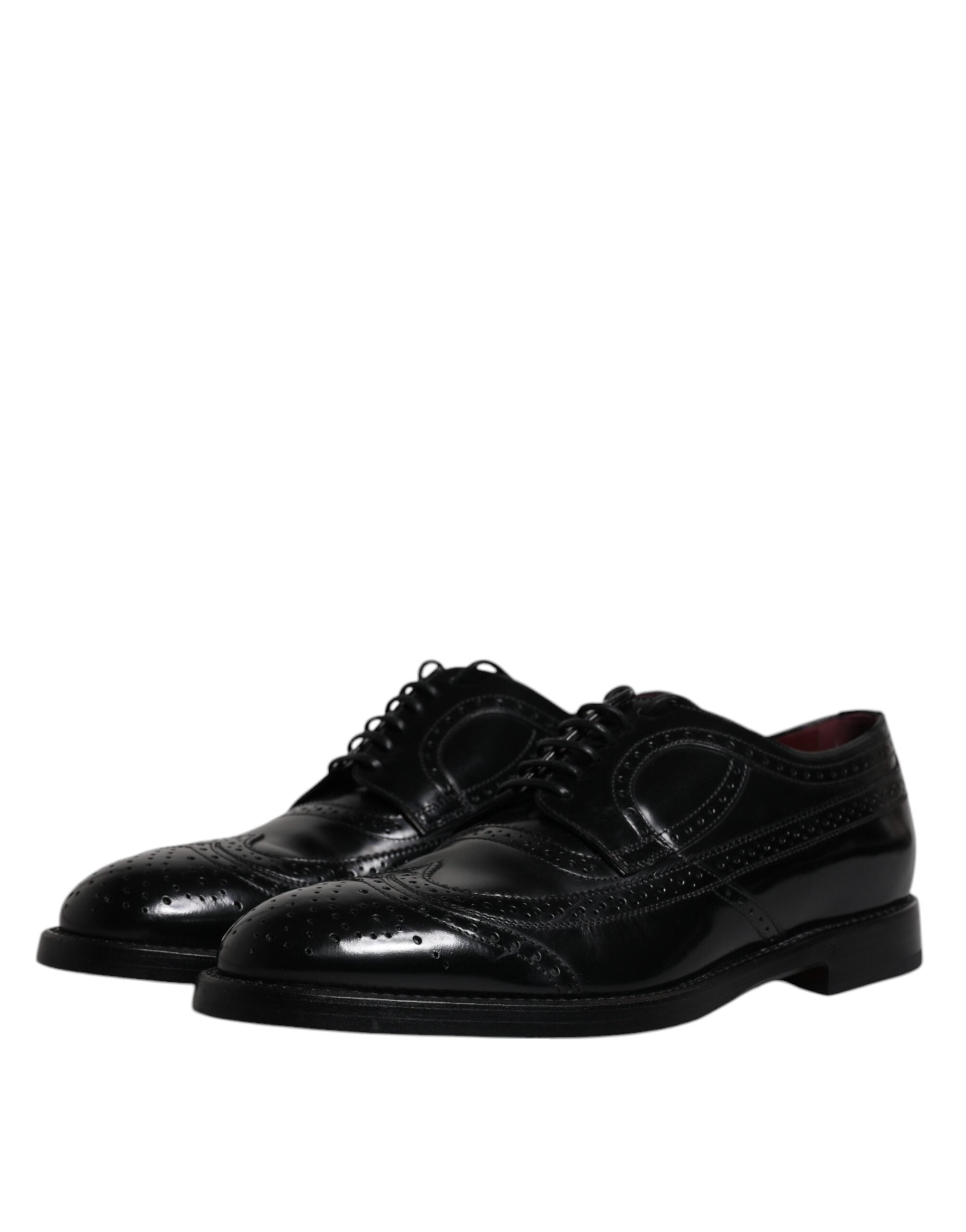 Dolce & Gabbana Black Leather Derby Wingtip Formal Shoes LUNESCAPE