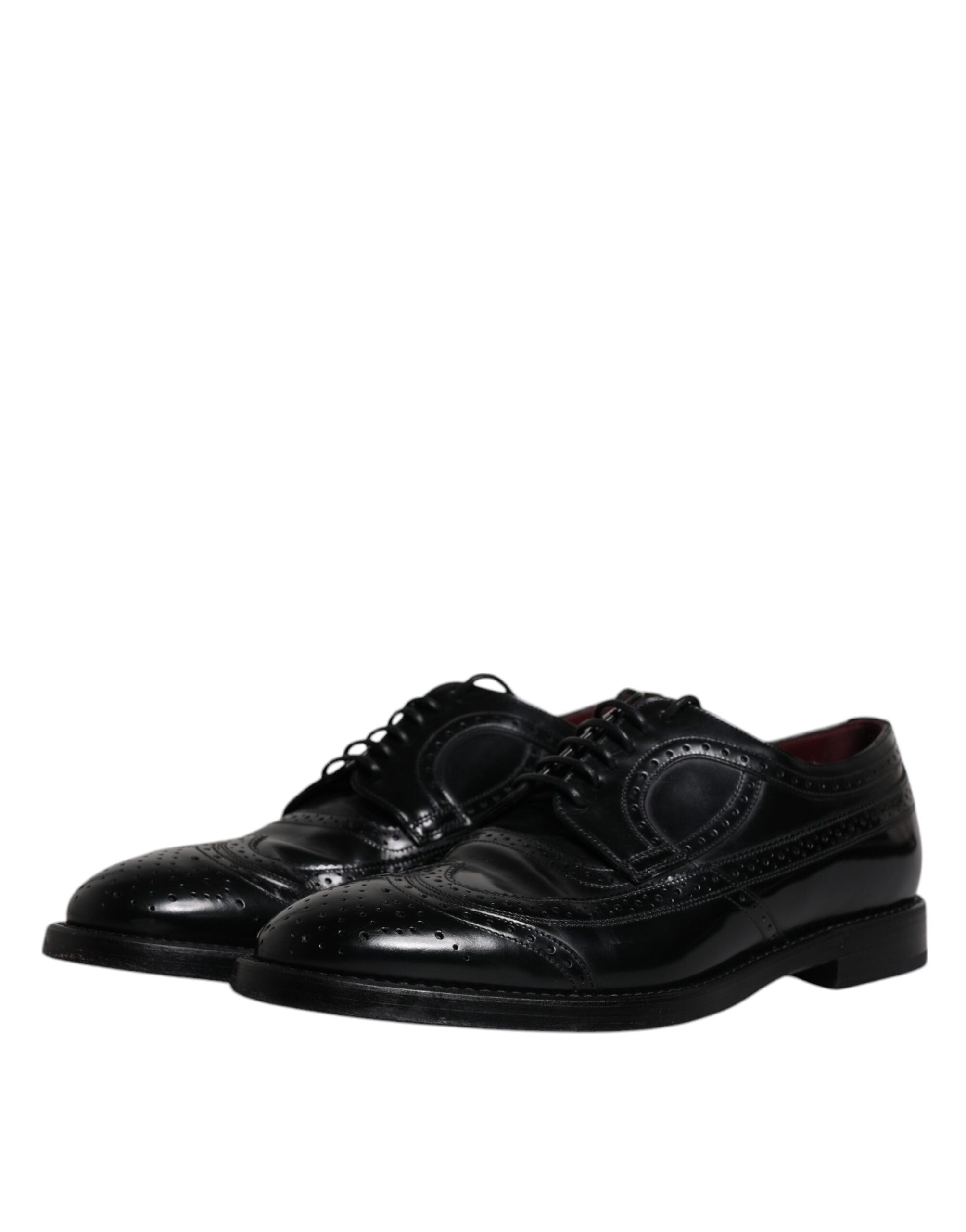 Dolce & Gabbana Black Leather Derby Wingtip Formal Shoes LUNESCAPE
