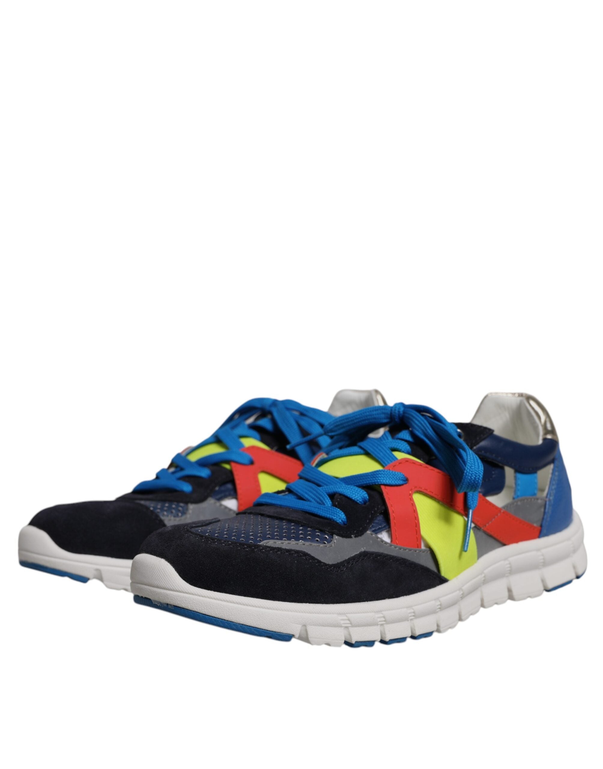 Dolce & Gabbana Multicolor Leather Suede Low Top Sneakers Shoes LUNESCAPE