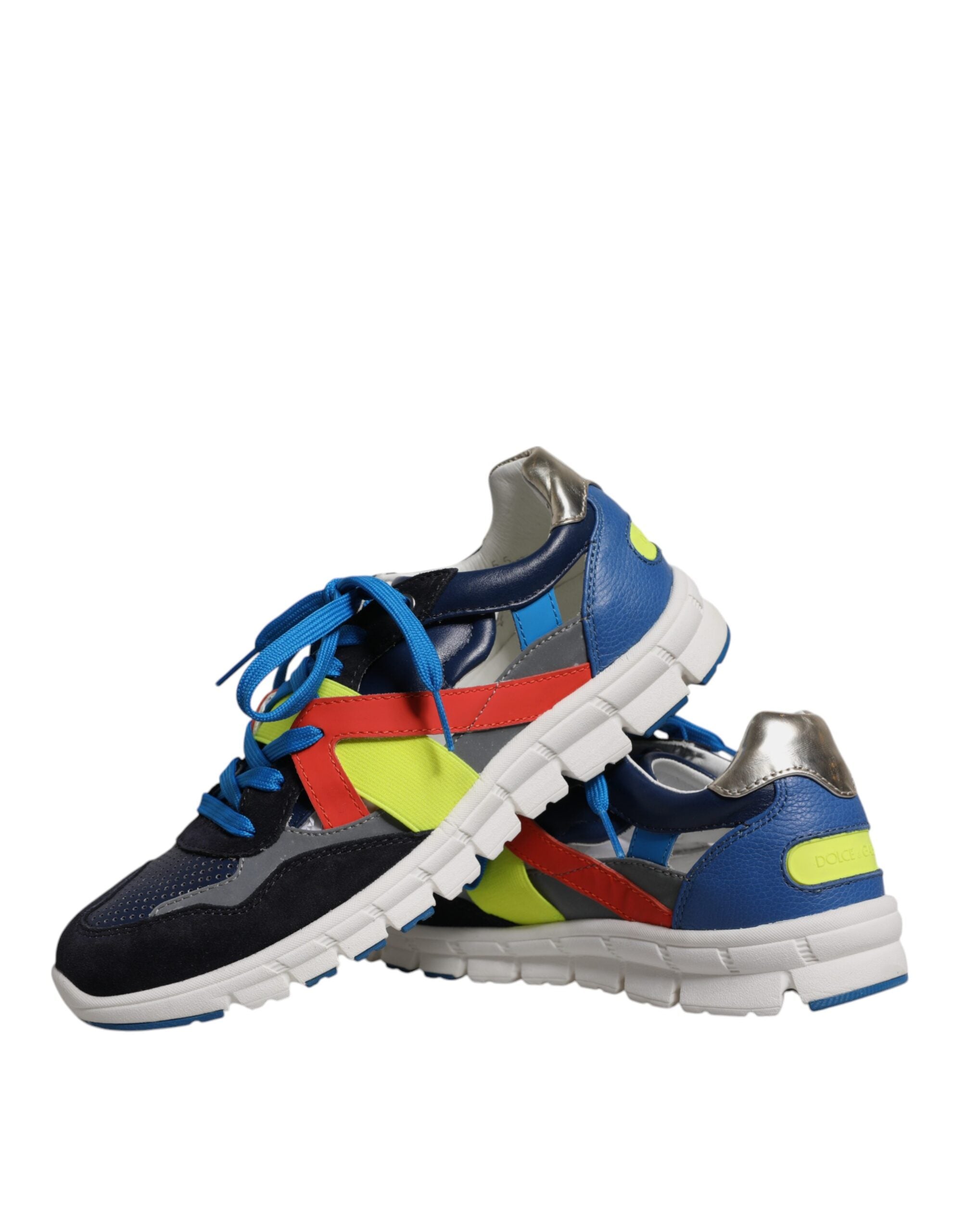 Dolce & Gabbana Multicolor Leather Suede Low Top Sneakers Shoes LUNESCAPE