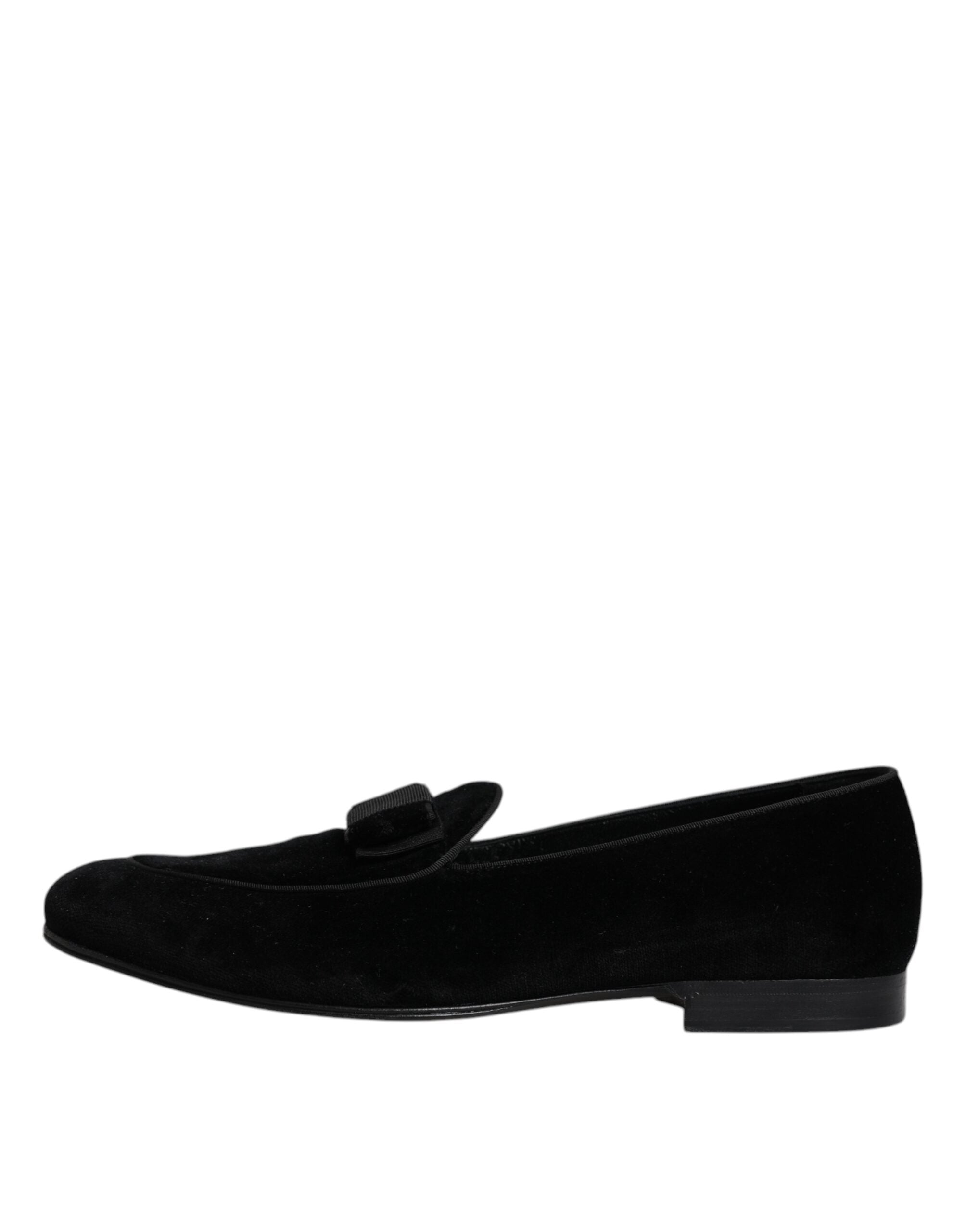 Dolce & Gabbana Black Velvet Loafers Formal Men Dress Shoes LUNESCAPE