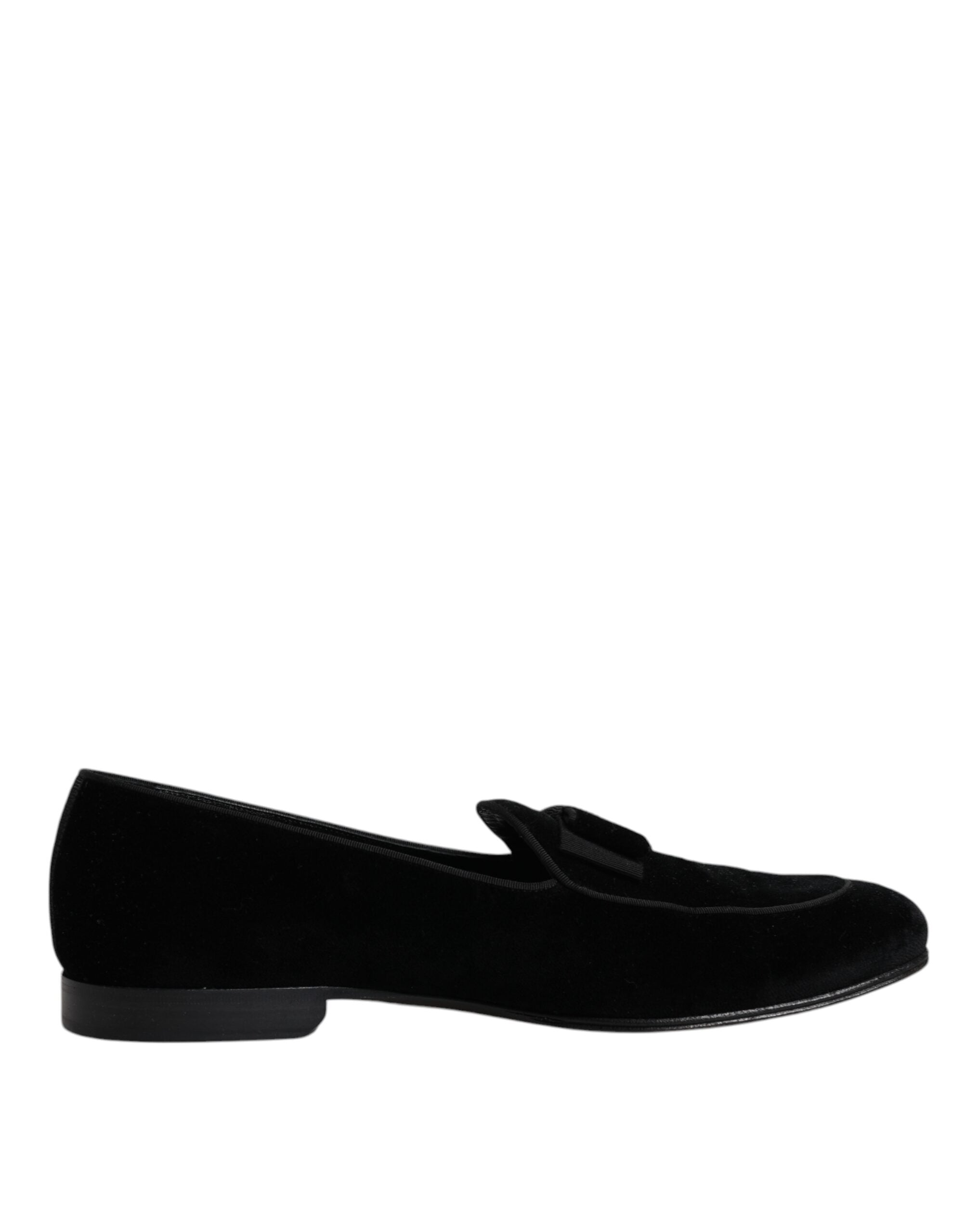 Dolce & Gabbana Black Velvet Loafers Formal Men Dress Shoes LUNESCAPE