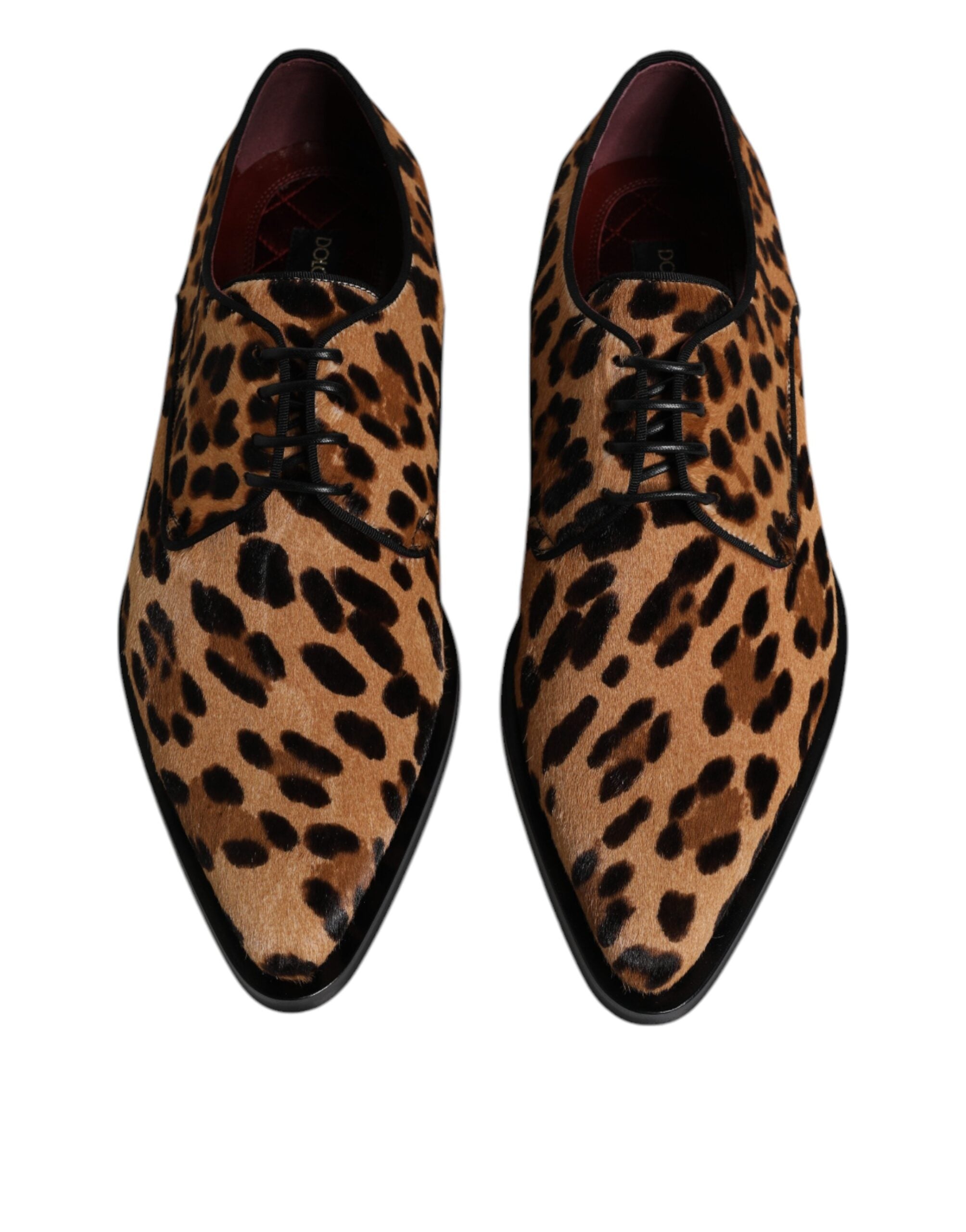 Dolce & Gabbana Brown Leopard Derby Formal Men Dress Shoes LUNESCAPE