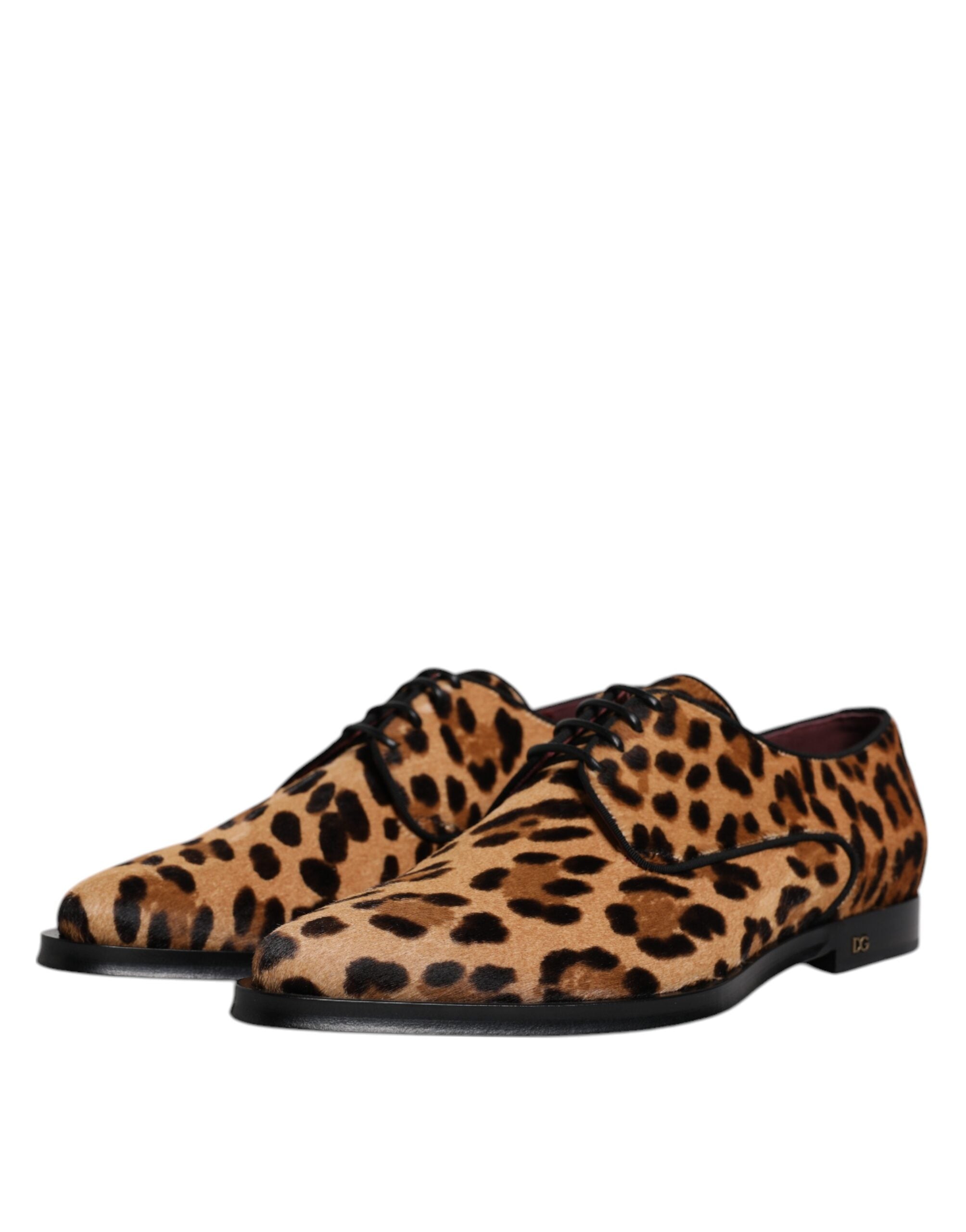 Dolce & Gabbana Brown Leopard Derby Formal Men Dress Shoes LUNESCAPE