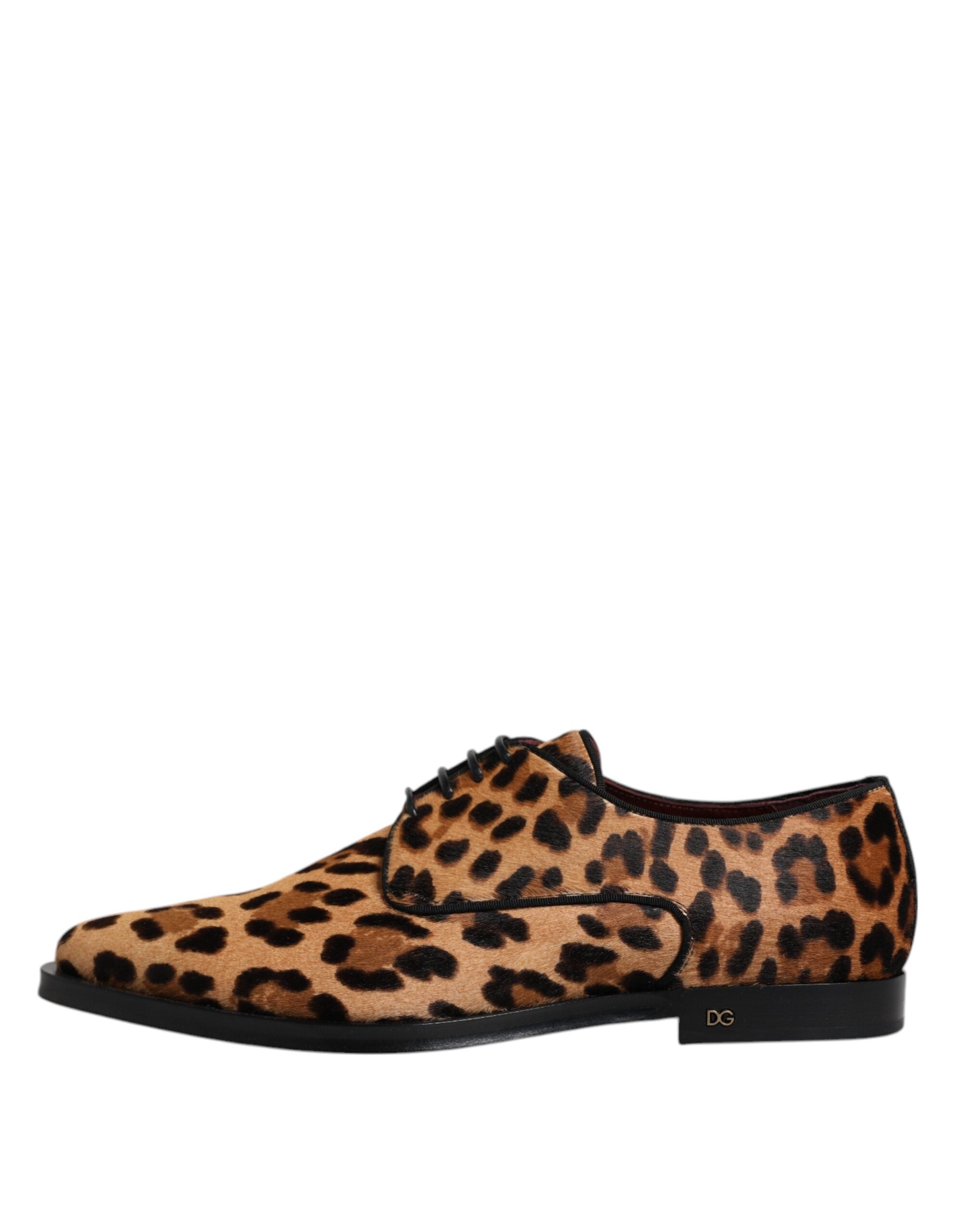 Dolce & Gabbana Brown Leopard Derby Formal Men Dress Shoes LUNESCAPE