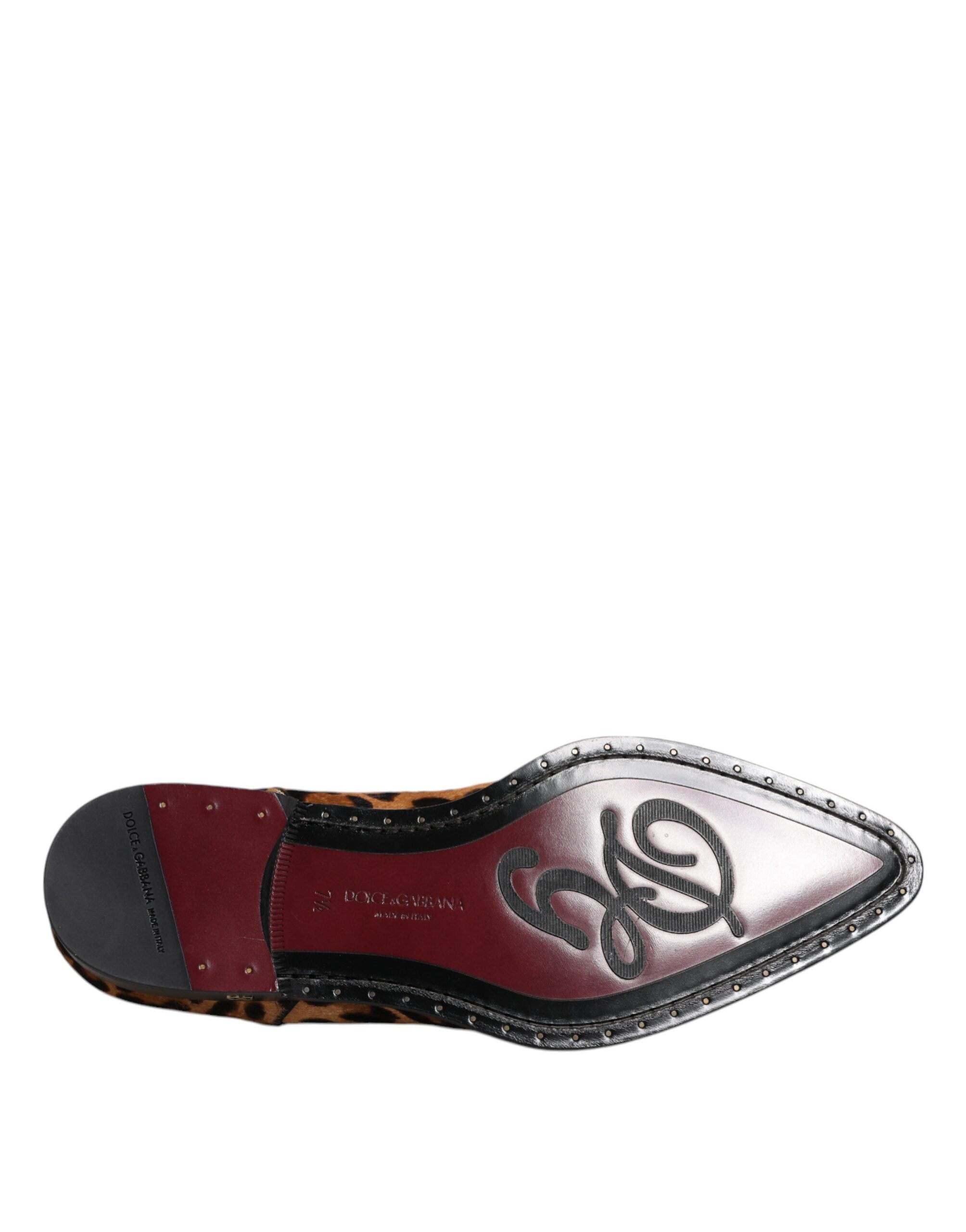 Dolce & Gabbana Brown Leopard Derby Formal Men Dress Shoes LUNESCAPE