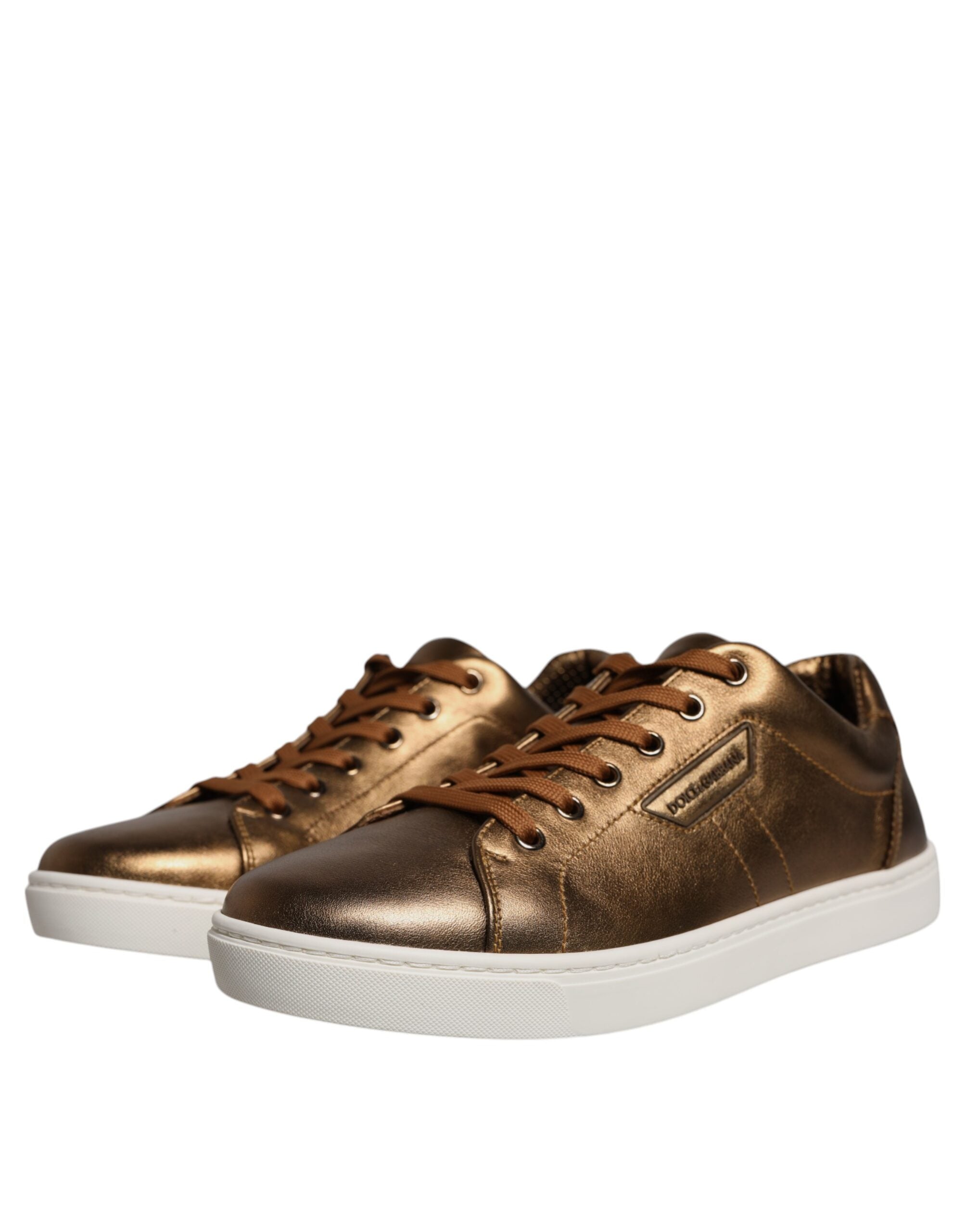 Dolce & Gabbana Gold Leather Logo London Men Sneaker Shoes LUNESCAPE