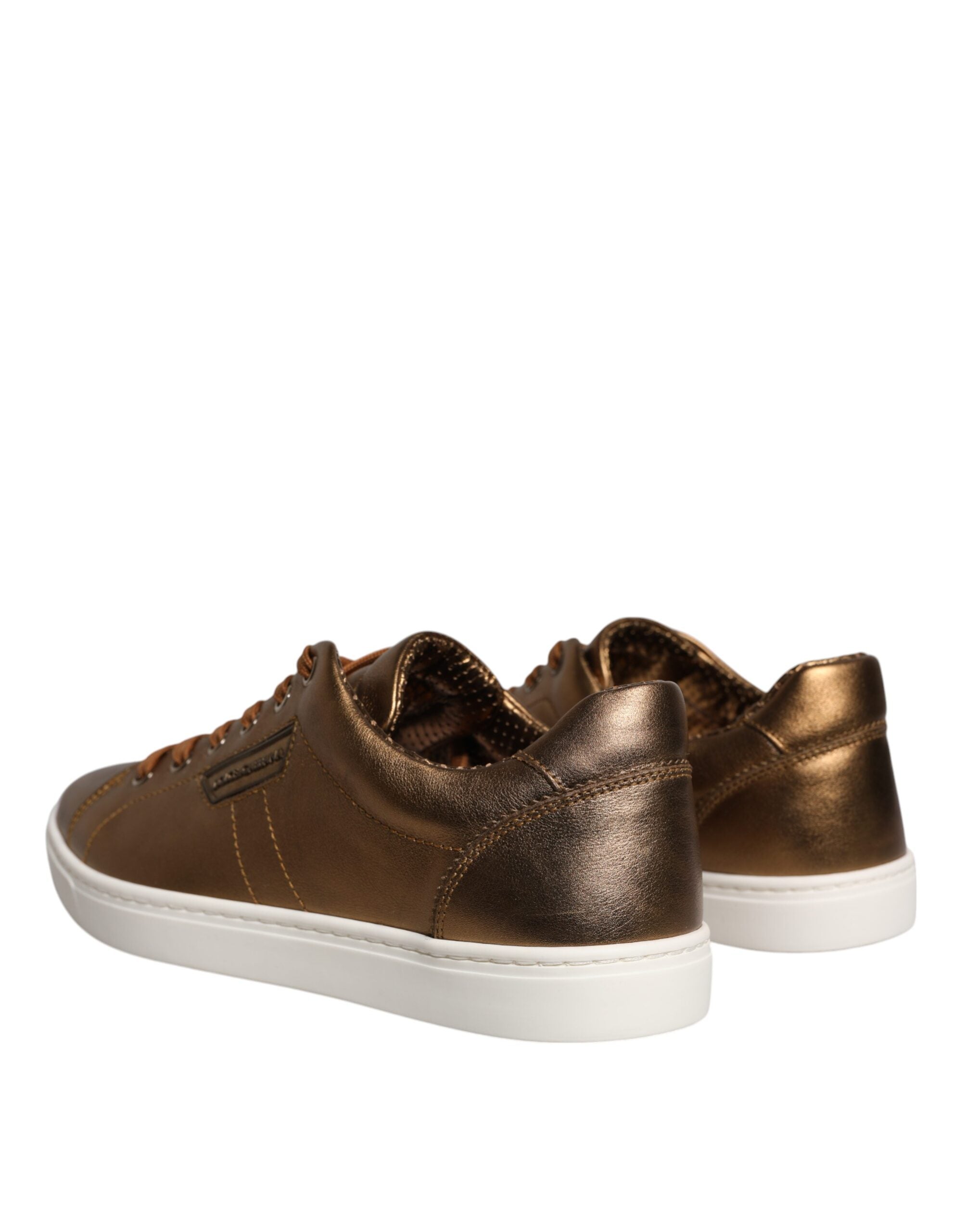 Dolce & Gabbana Gold Leather Logo London Men Sneaker Shoes LUNESCAPE