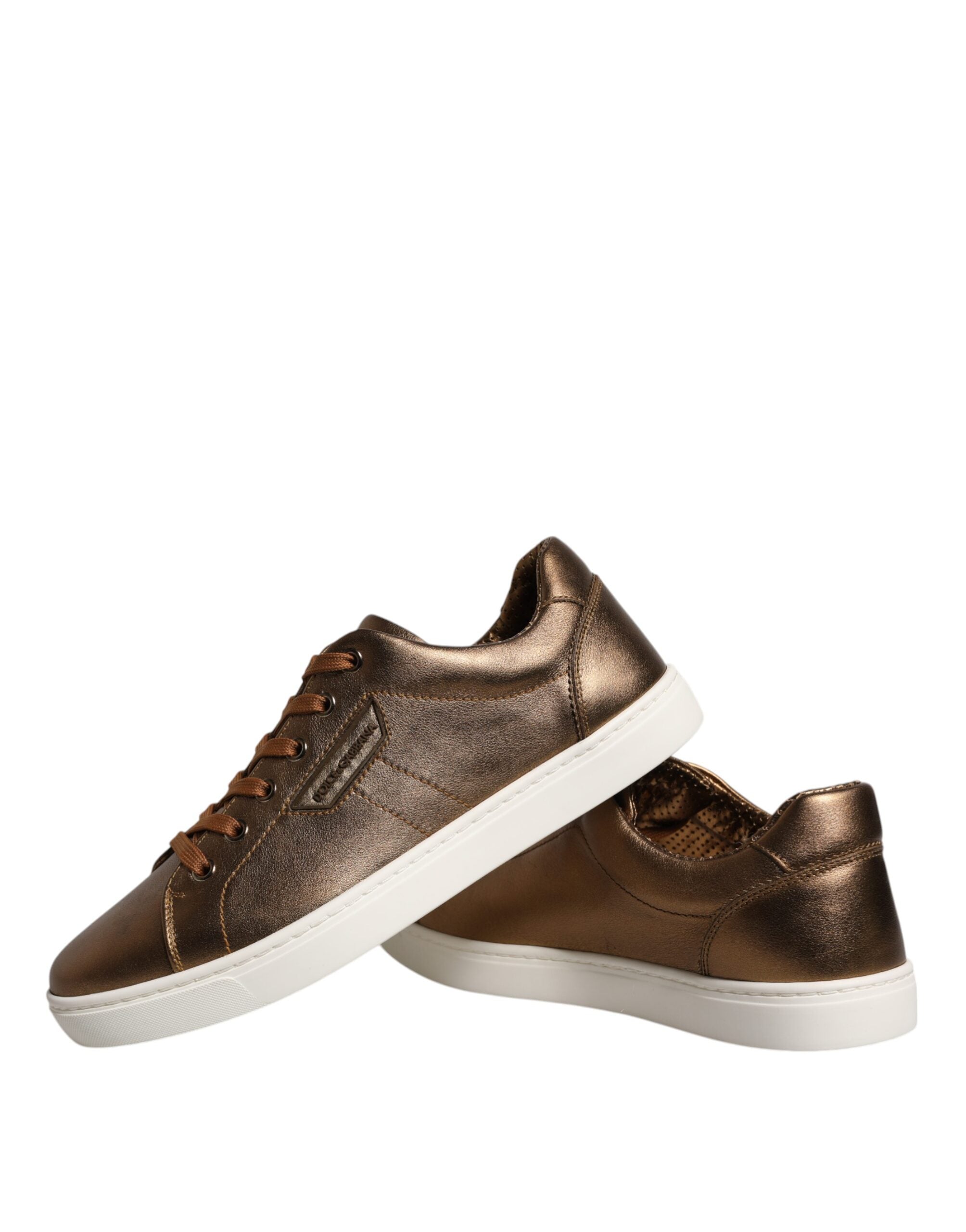 Dolce & Gabbana Gold Leather Logo London Men Sneaker Shoes LUNESCAPE