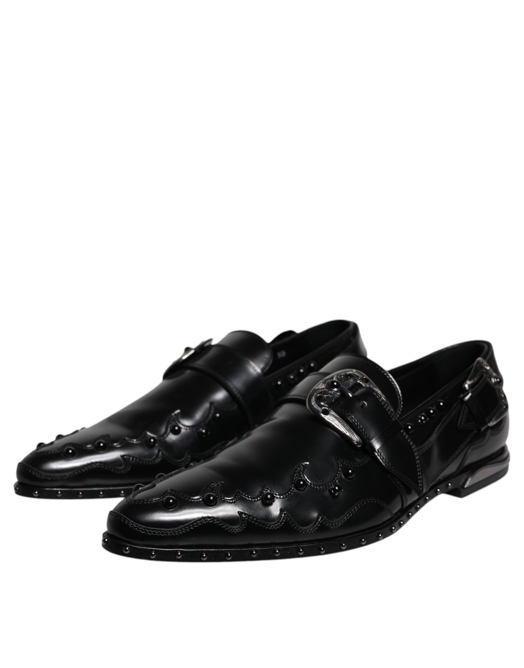 Dolce & Gabbana Black Embellished Derby Monk Strap Shoes LUNESCAPE