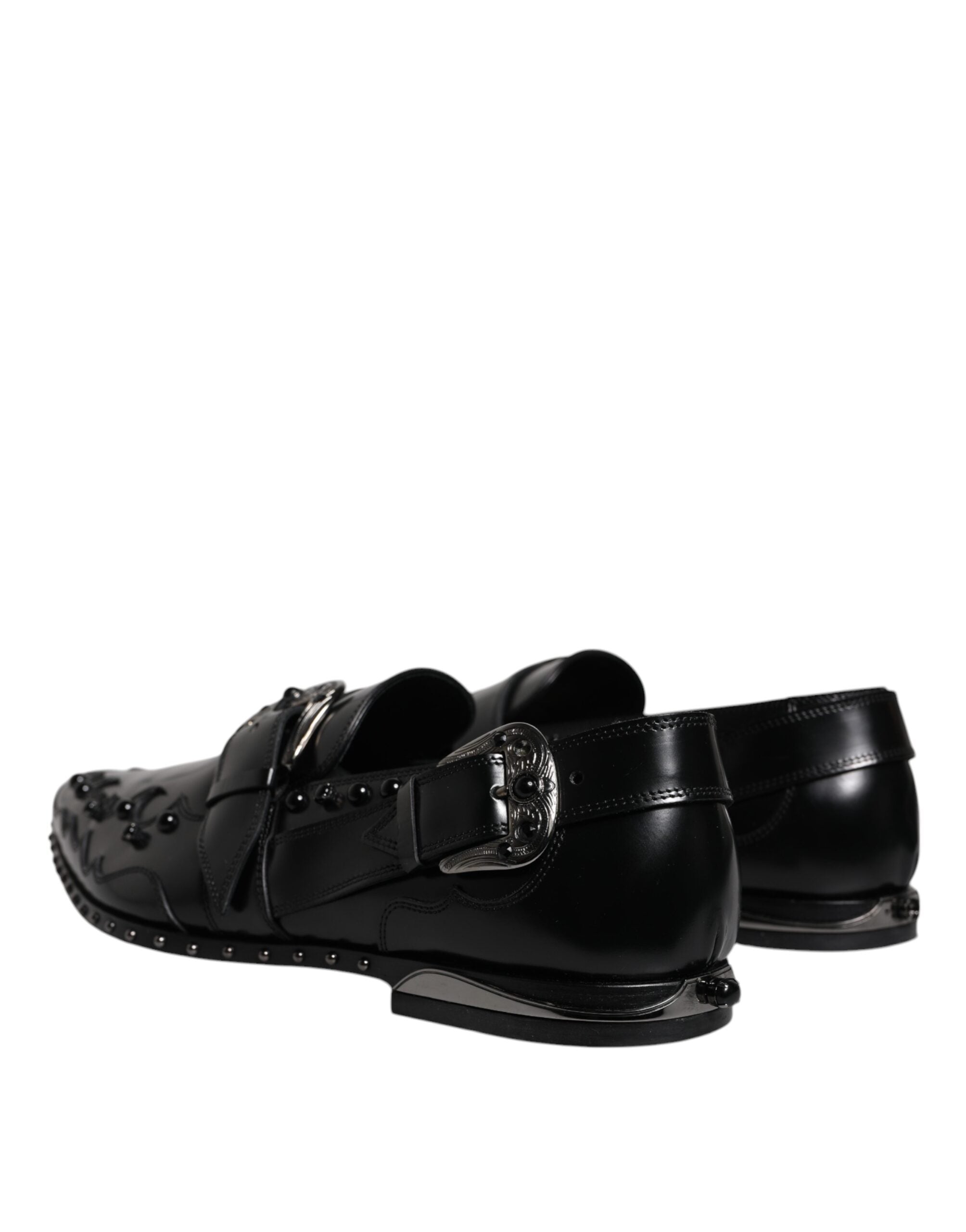 Dolce & Gabbana Black Embellished Derby Monk Strap Shoes LUNESCAPE