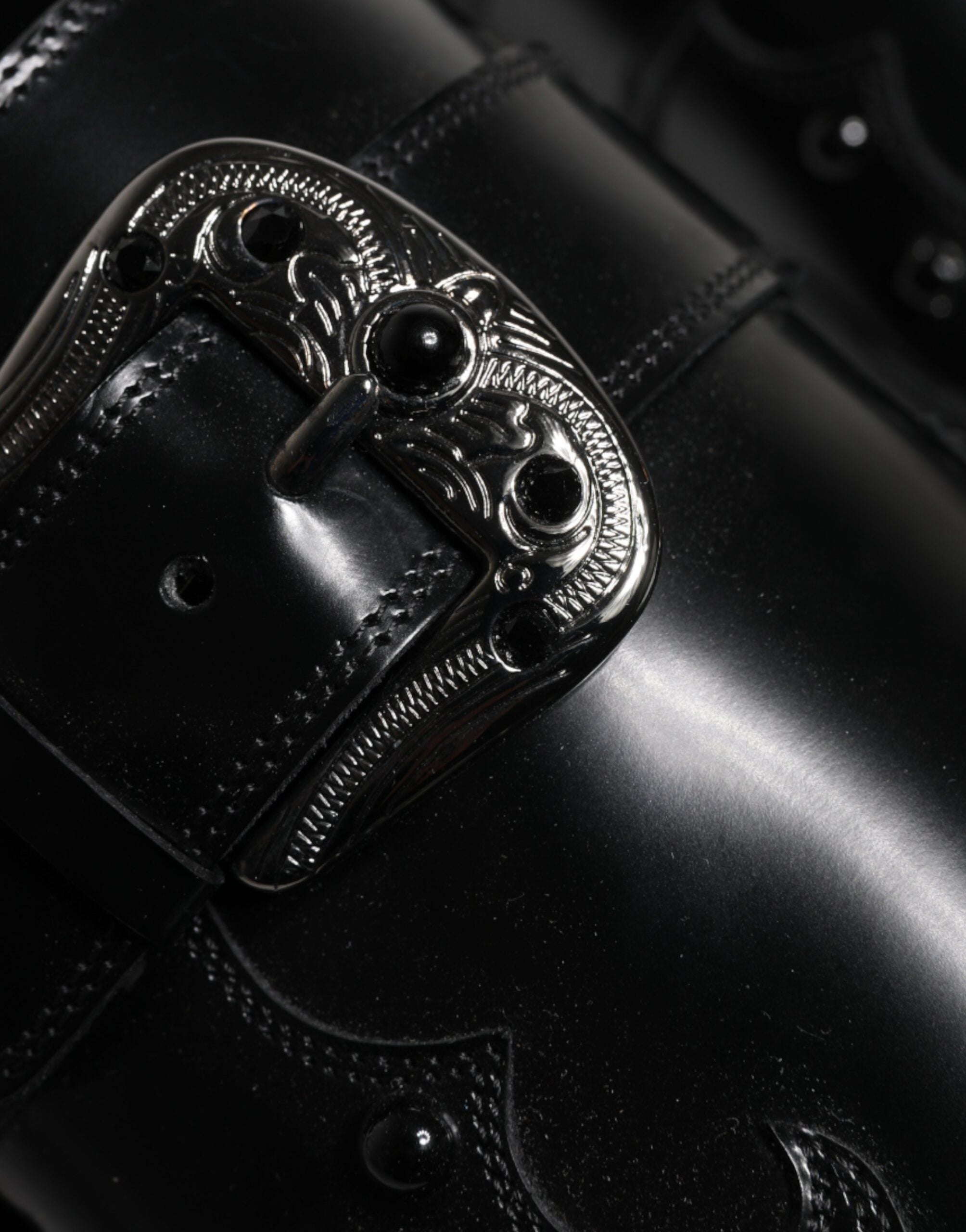 Dolce & Gabbana Black Embellished Derby Monk Strap Shoes LUNESCAPE