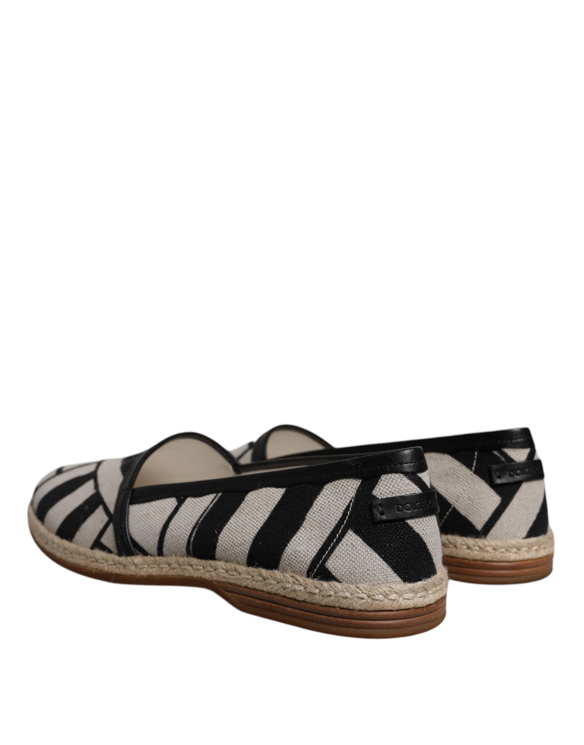 Dolce & Gabbana Black White Stripes Slip On Espadrille Shoes LUNESCAPE