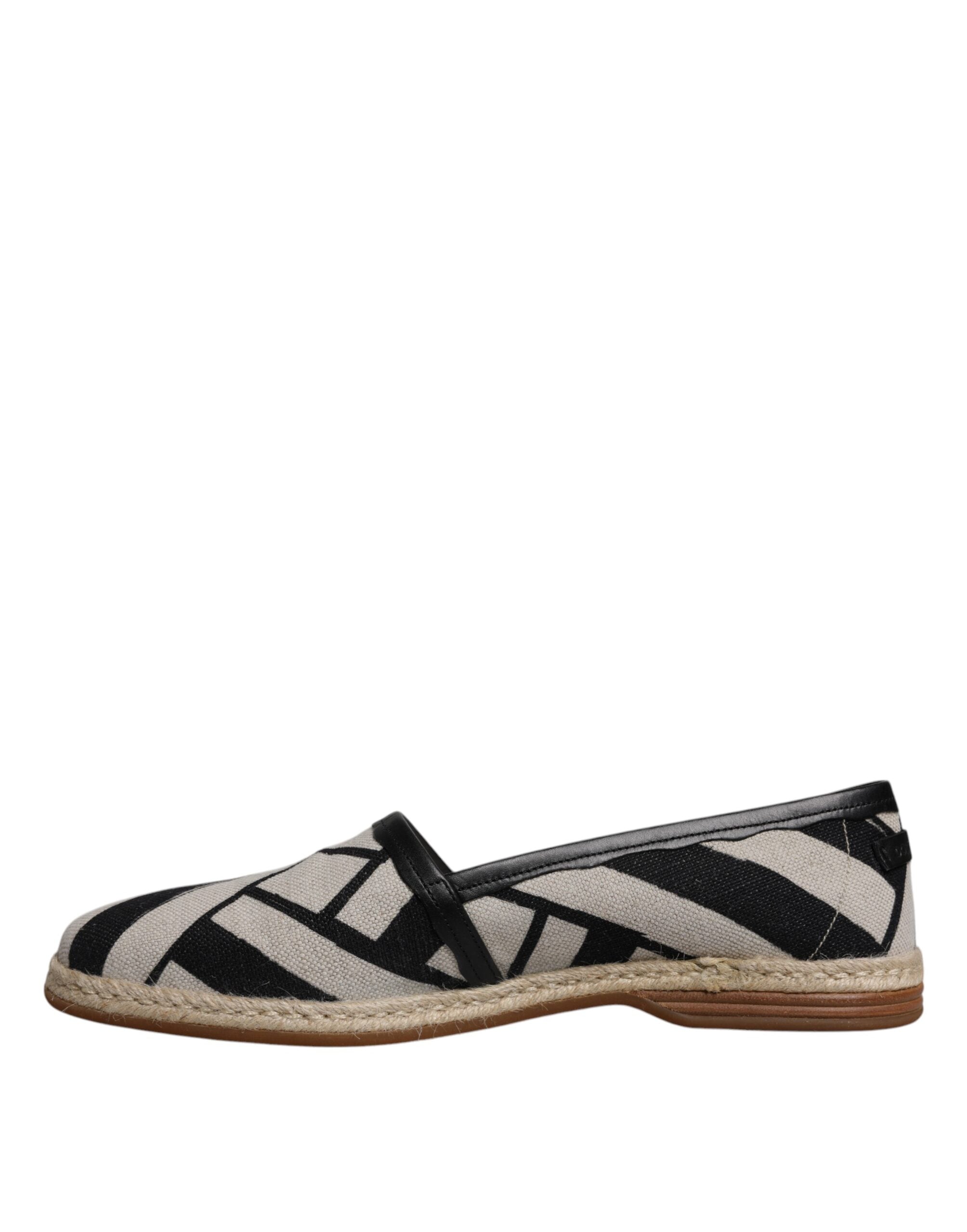 Dolce & Gabbana Black White Stripes Slip On Espadrille Shoes LUNESCAPE