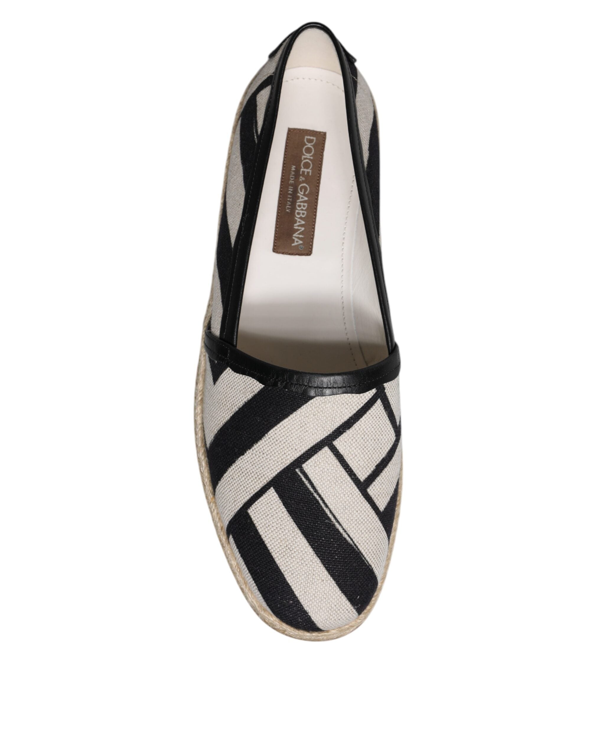 Dolce & Gabbana Black White Stripes Slip On Espadrille Shoes LUNESCAPE