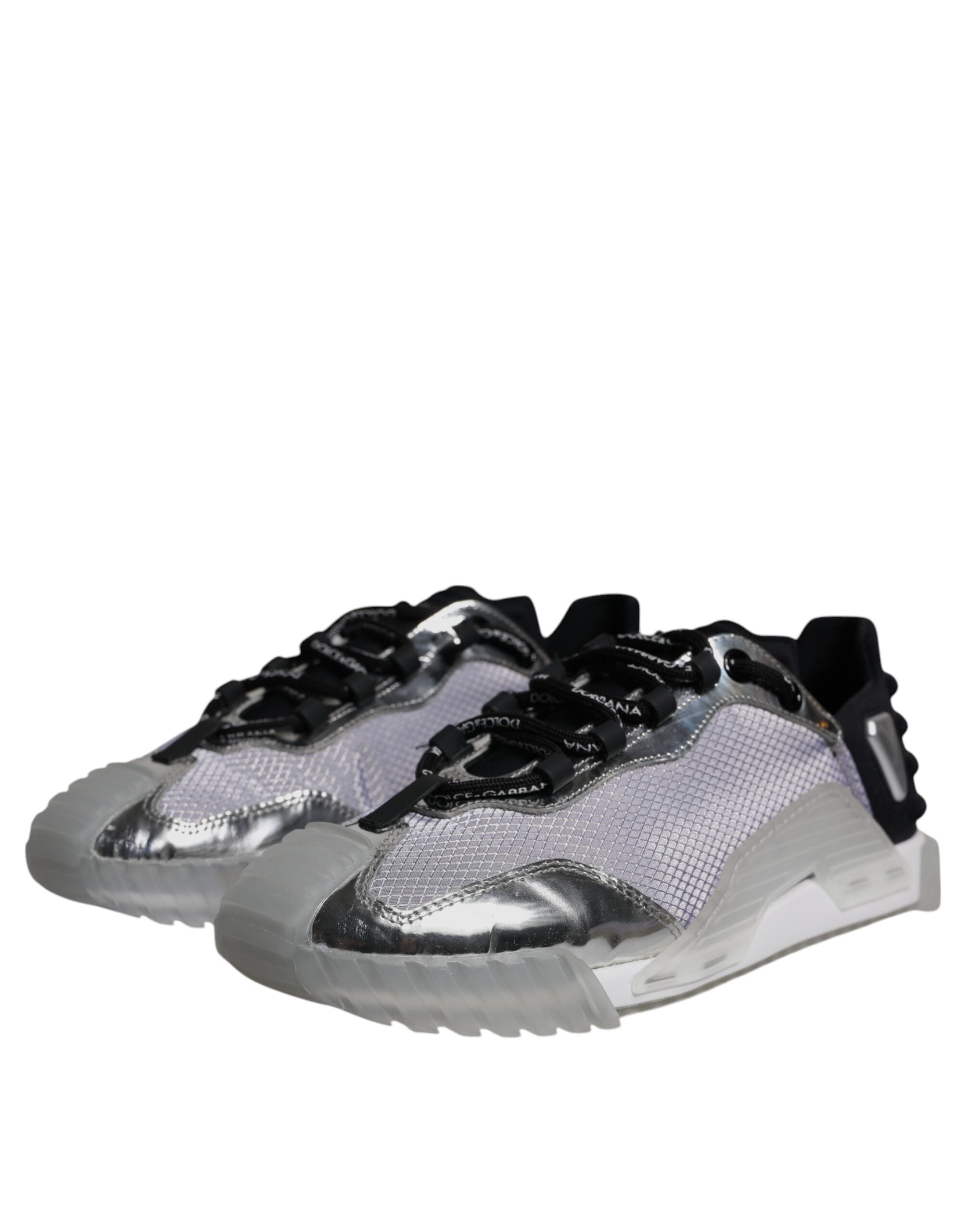 Dolce & Gabbana Silver Black Nylon NS1 Low Top Sneakers Shoes LUNESCAPE