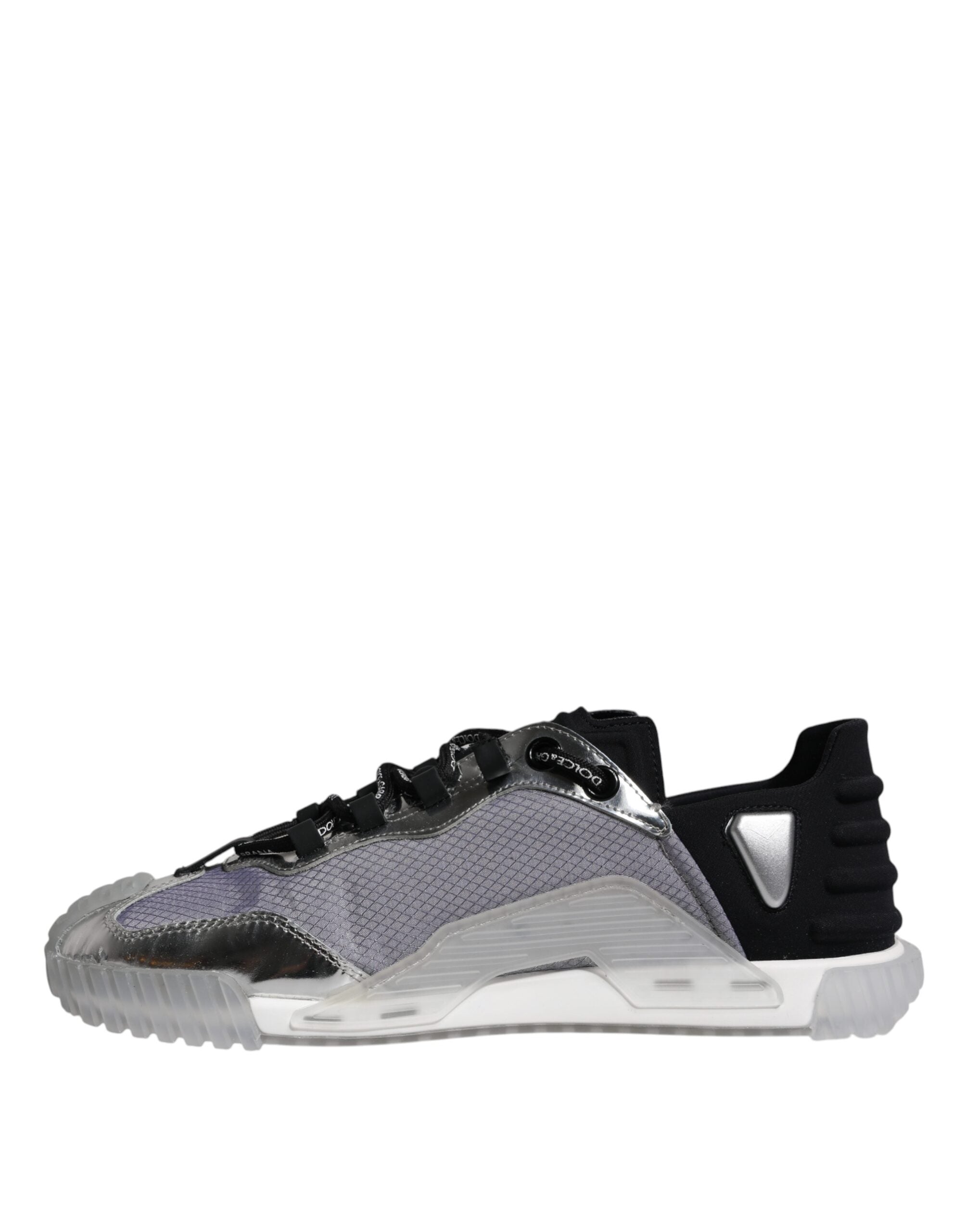 Dolce & Gabbana Silver Black Nylon NS1 Low Top Sneakers Shoes LUNESCAPE