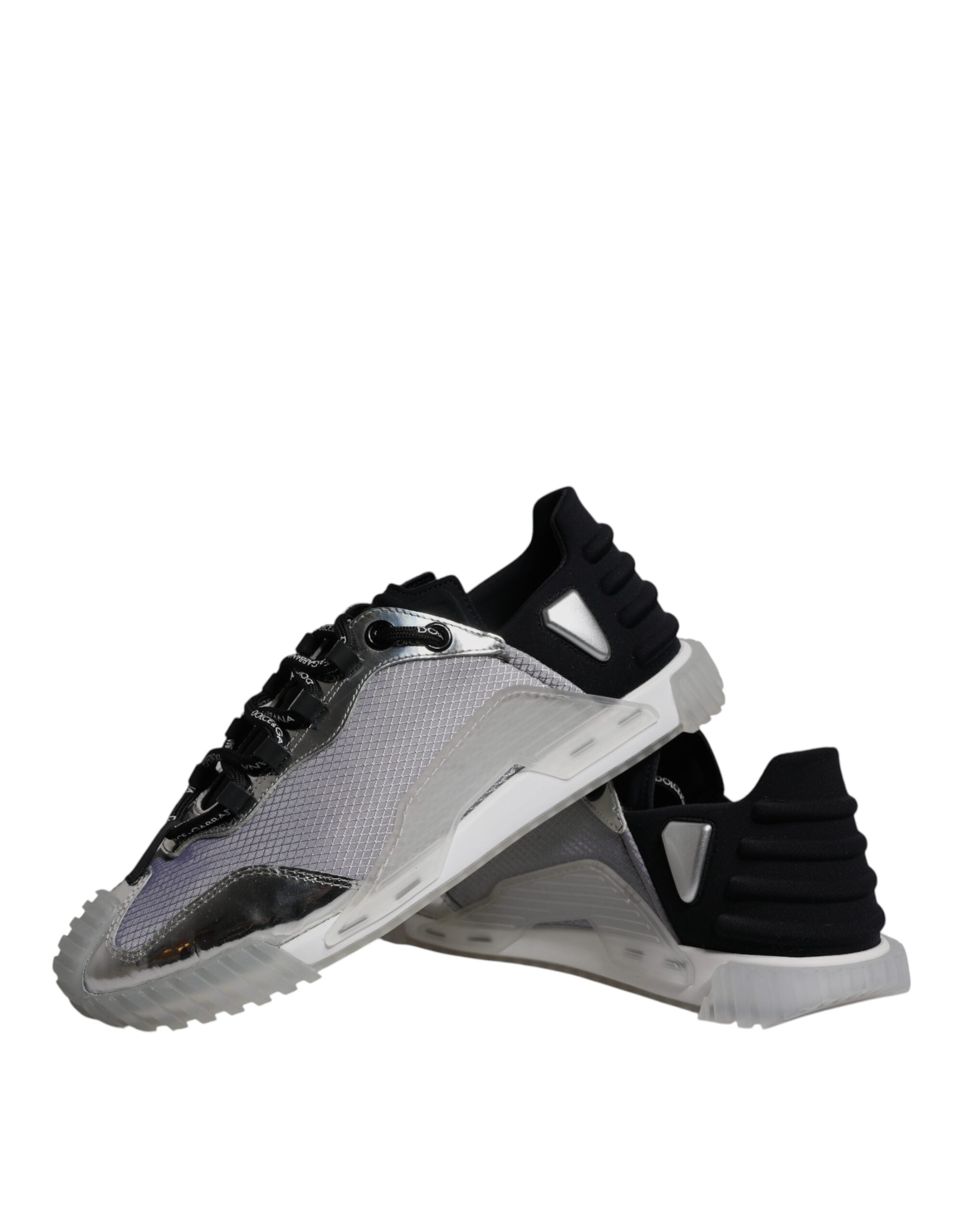 Dolce & Gabbana Silver Black Nylon NS1 Low Top Sneakers Shoes LUNESCAPE