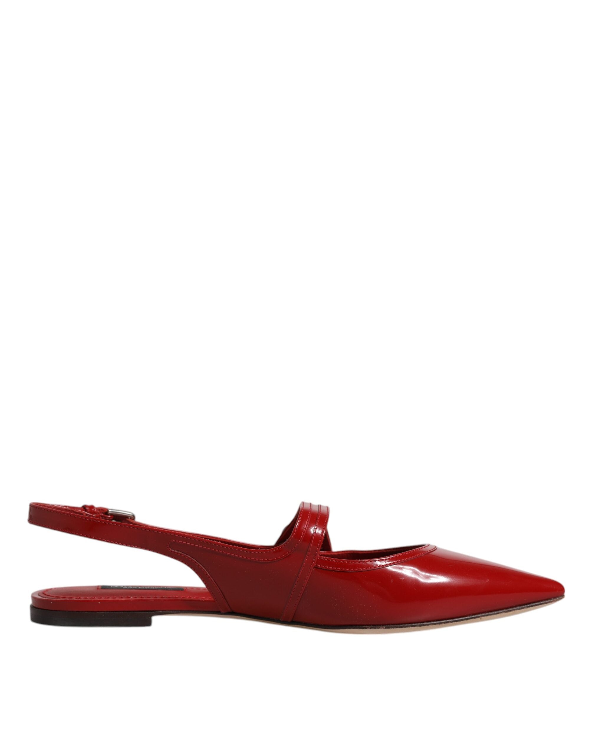 Dolce & Gabbana Red Leather Slingback Flats Sandals Shoes LUNESCAPE