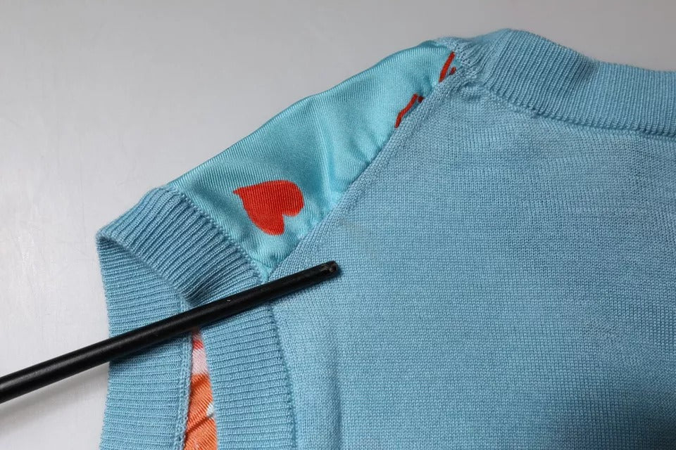 Dolce & Gabbana Blue Drawing Cashmere Sleeveless Tank Top LUNESCAPE