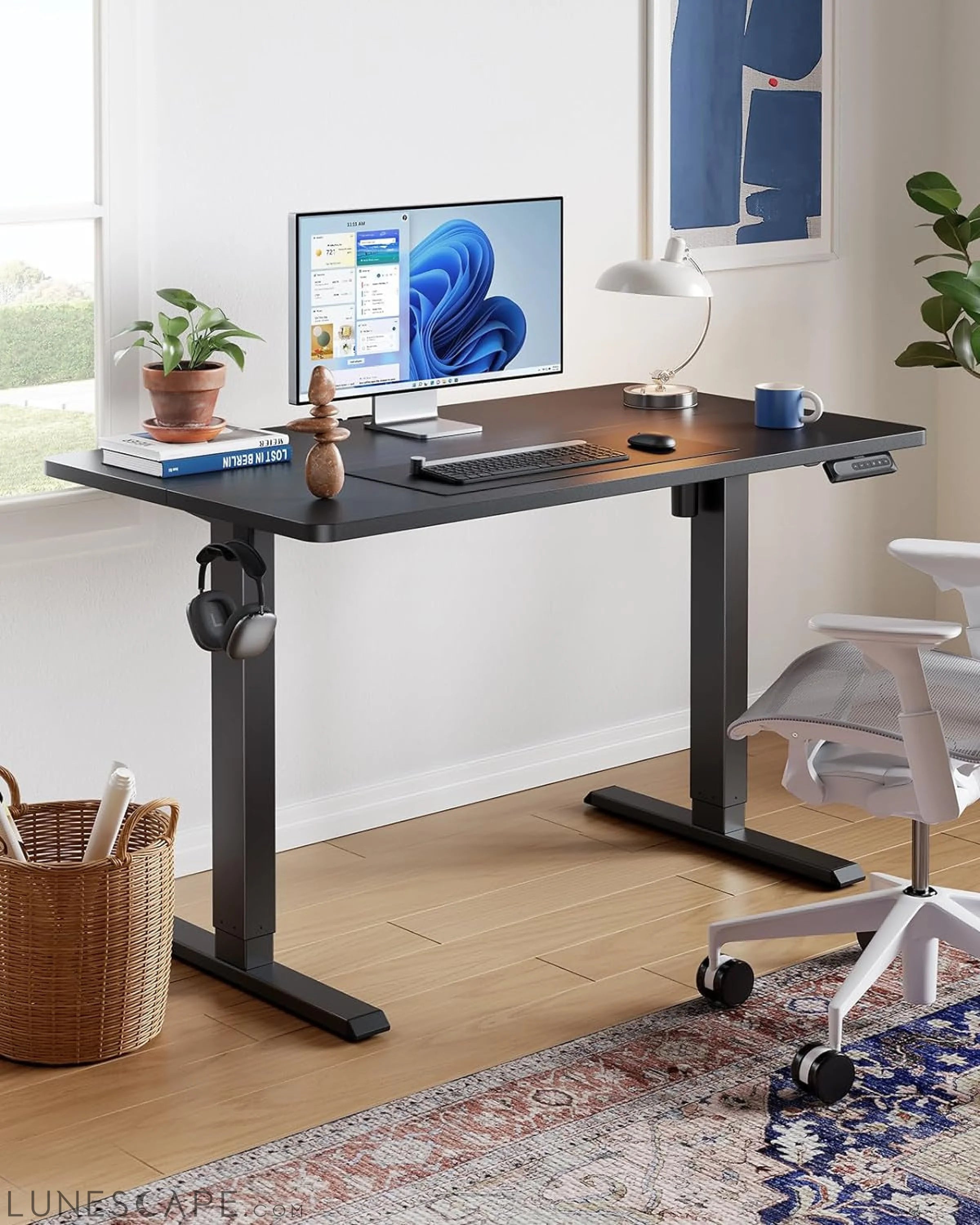 48" X 24" Electric Standing Desk Adjustable Height, 4 Memory Height LUNESCAPE