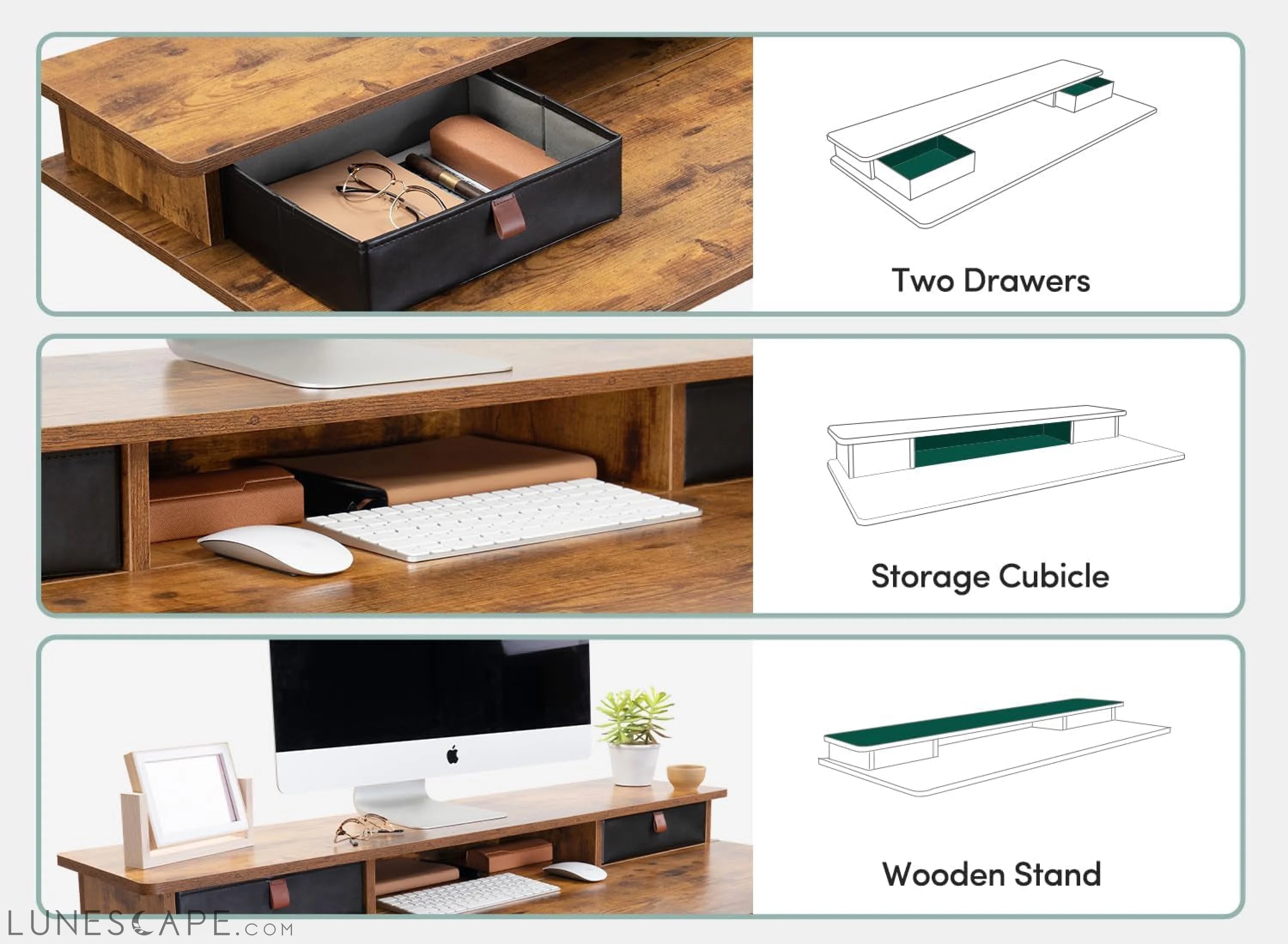 48 X 24 Inch Height Adjustable Electric Standing Desk with Double LUNESCAPE