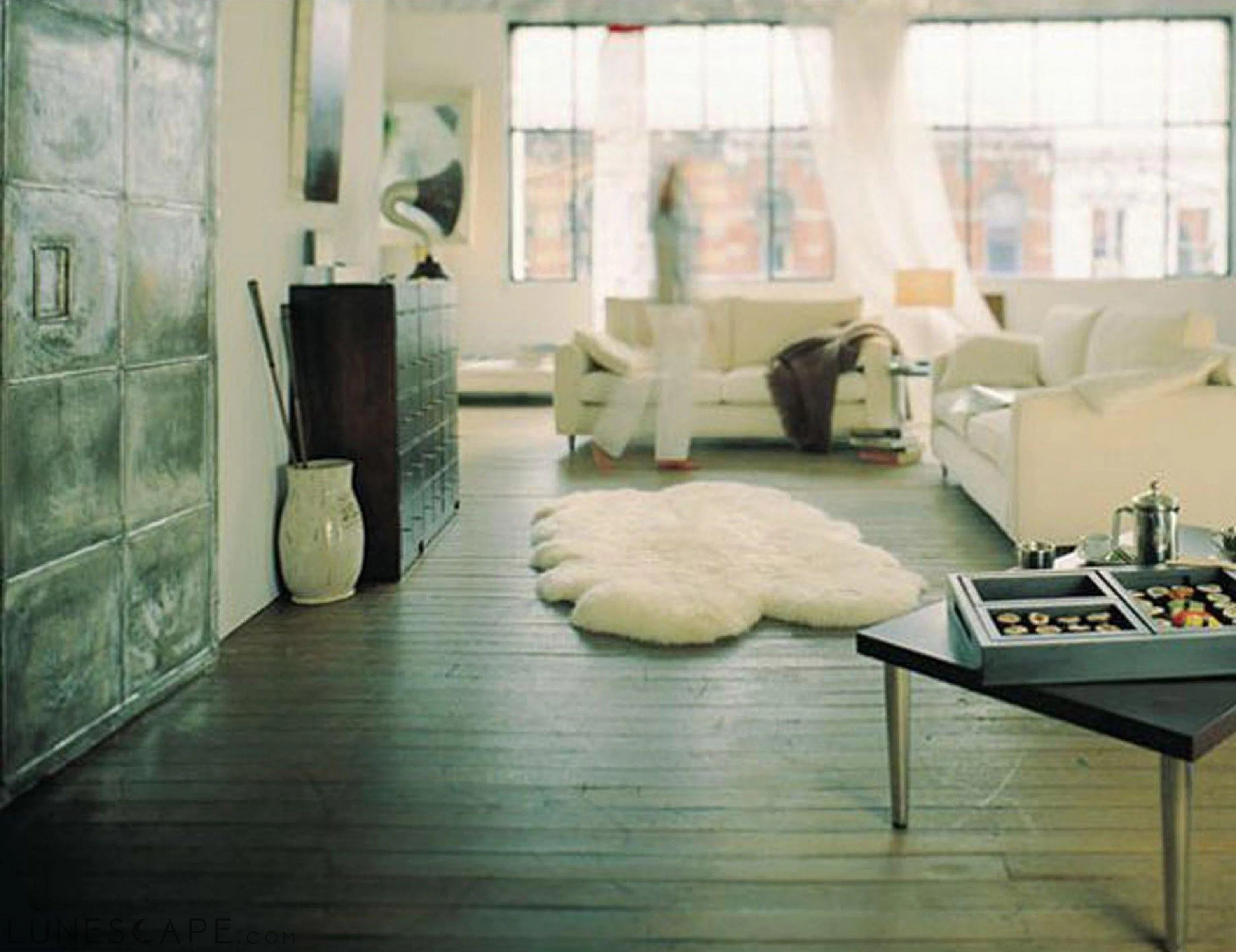 48" x 72" x 2" Natural, Sheepskin - Area Rug LUNESCAPE