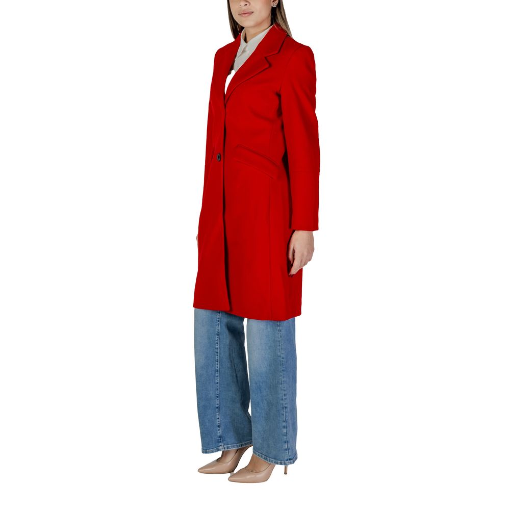 Vero Moda Red Polyester Coat LUNESCAPE