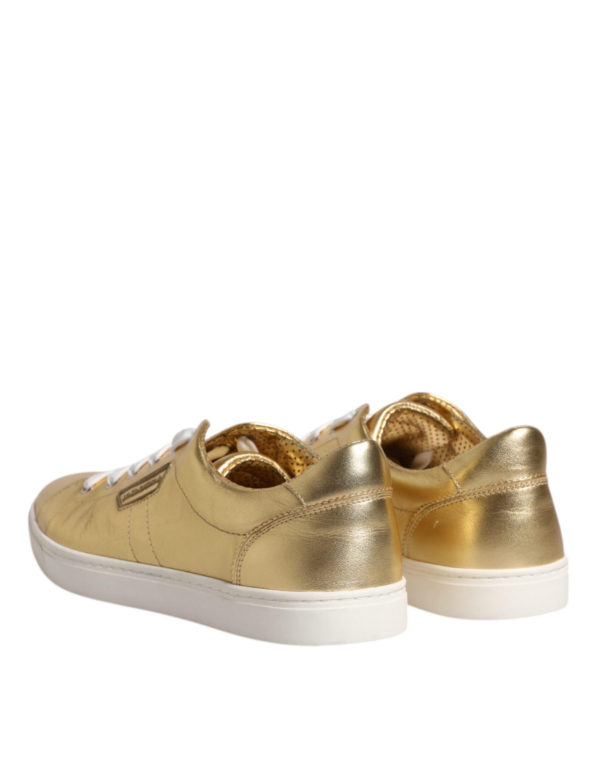 Dolce & Gabbana Gold Leather Logo London Men Sneakers Shoes LUNESCAPE