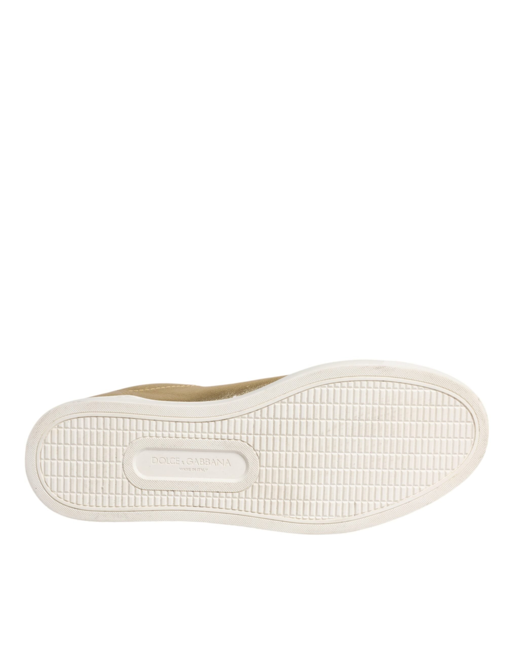 Dolce & Gabbana Gold Leather Logo London Men Sneakers Shoes LUNESCAPE